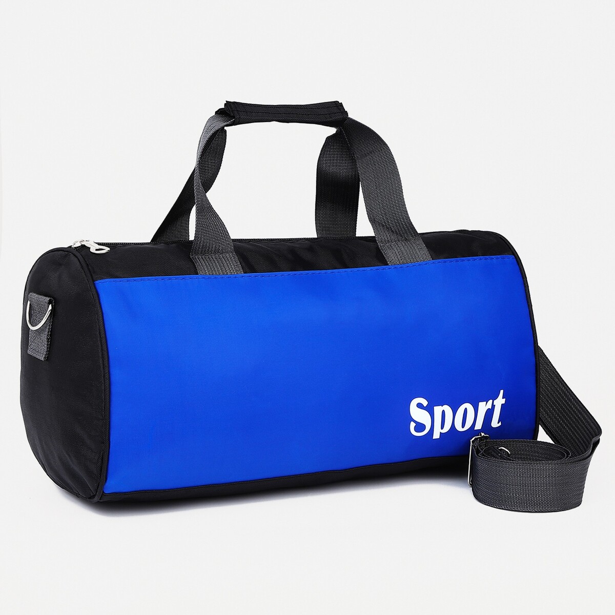 Сумка спортивная на молнии, длинный ремень, цвет черный/василек сумка в роддом с карманом василек