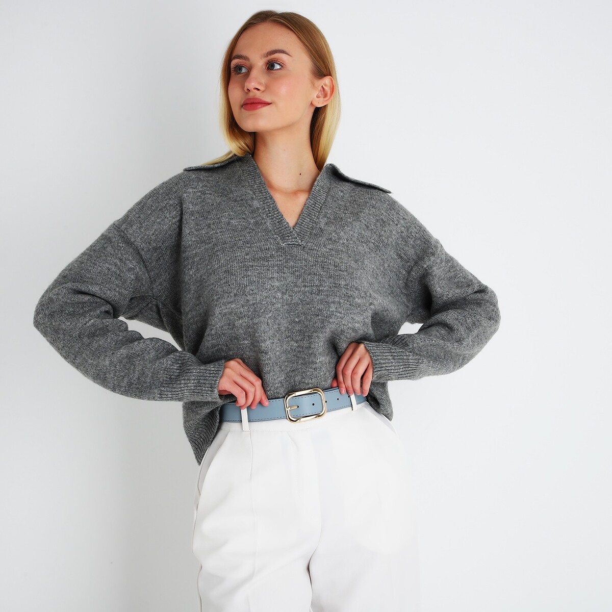 фото Ремень женский, ширина 3,3 см, пряжка металл, цвет голубой no brand