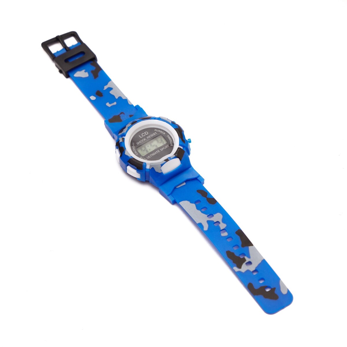 фото Часы наручные электронные, детские, d-4 см, ремешок l-22 см, синий камуфляж no brand
