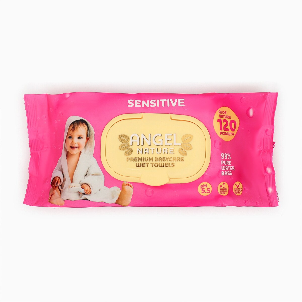 

Влажные салфетки детские ангел sensitive розовый, 120 шт.