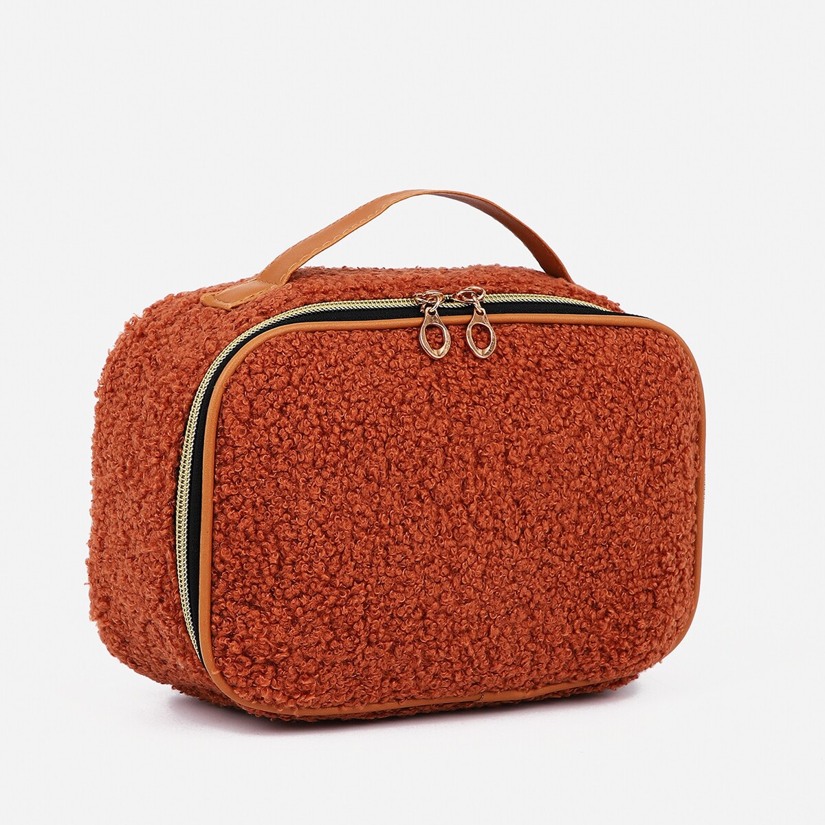 Косметичка на молнии, с подкладом, цвет коричневый сумка шоппер на молнии градиент искусственный мех 40см 35 см