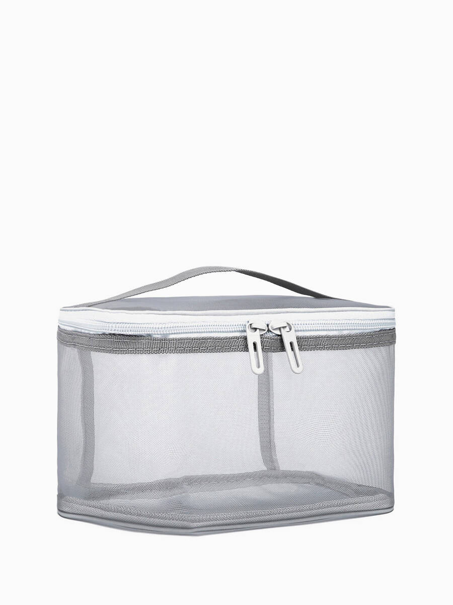 

Косметичка на молнии, с ручкой, цвет серый