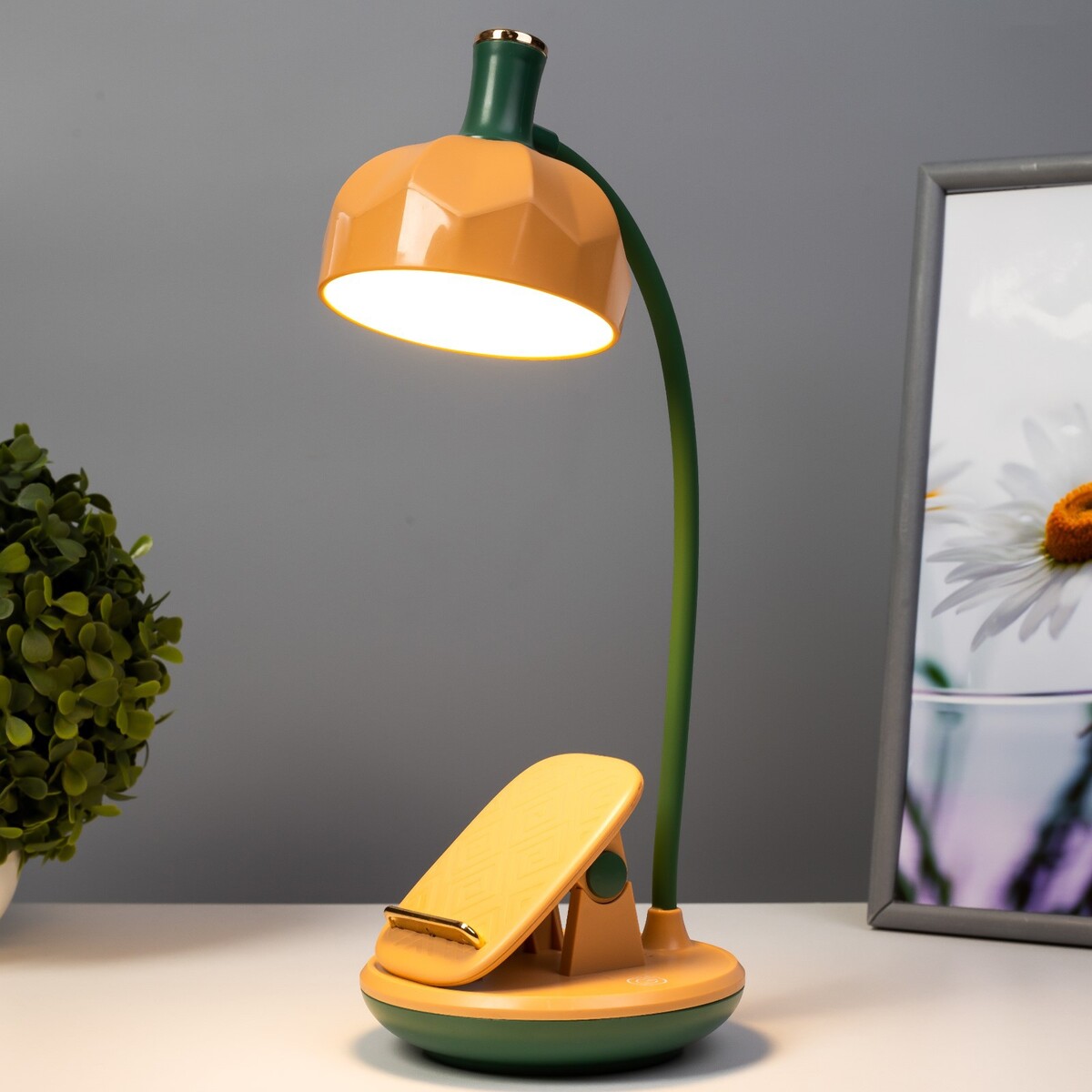 фото Настольная лампа эдельс led 3вт 3000-6000к usb акб желтый 12,5х12,5х39,5 см risalux