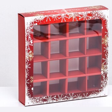Коробка под 16 конфет, 17.7×17.7×3.8 см