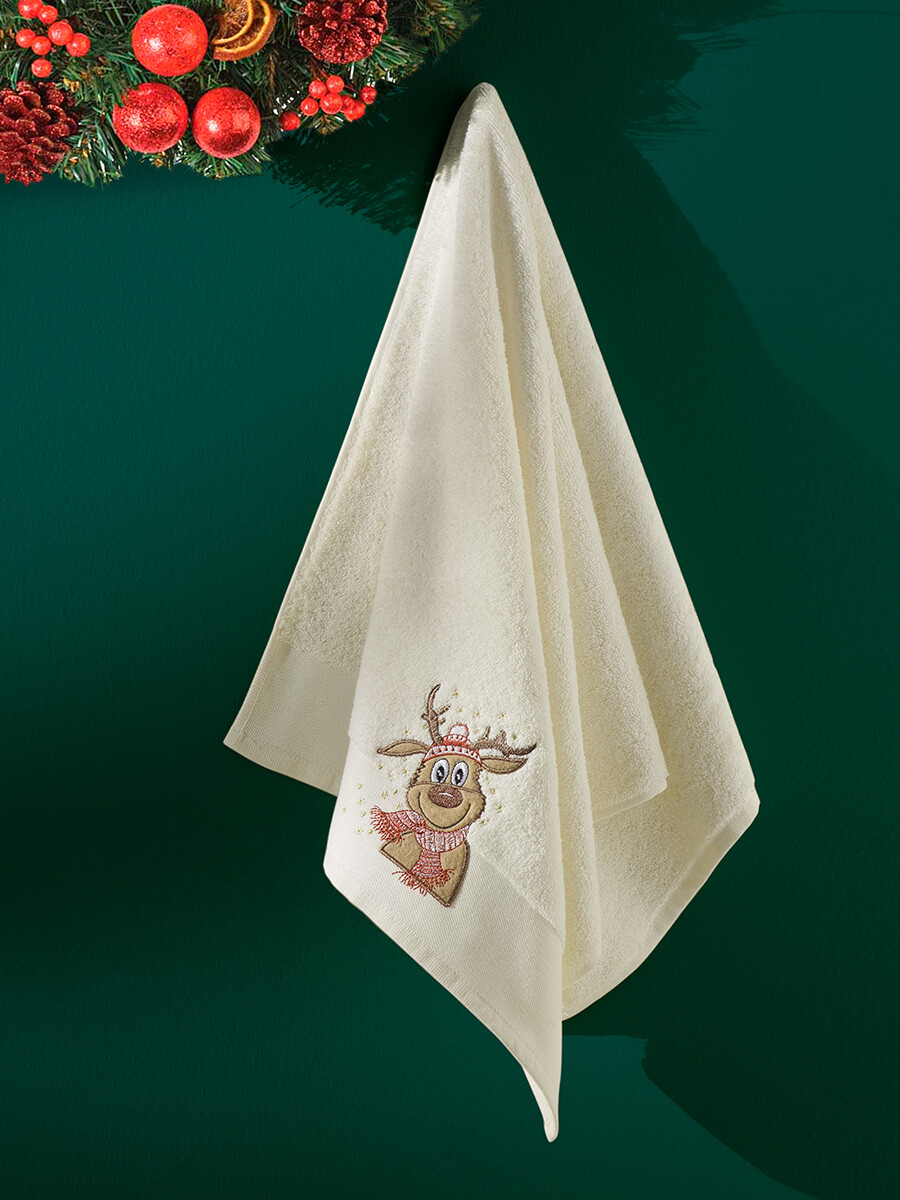 Новогоднее полотенце махровое "geyik" 50x90