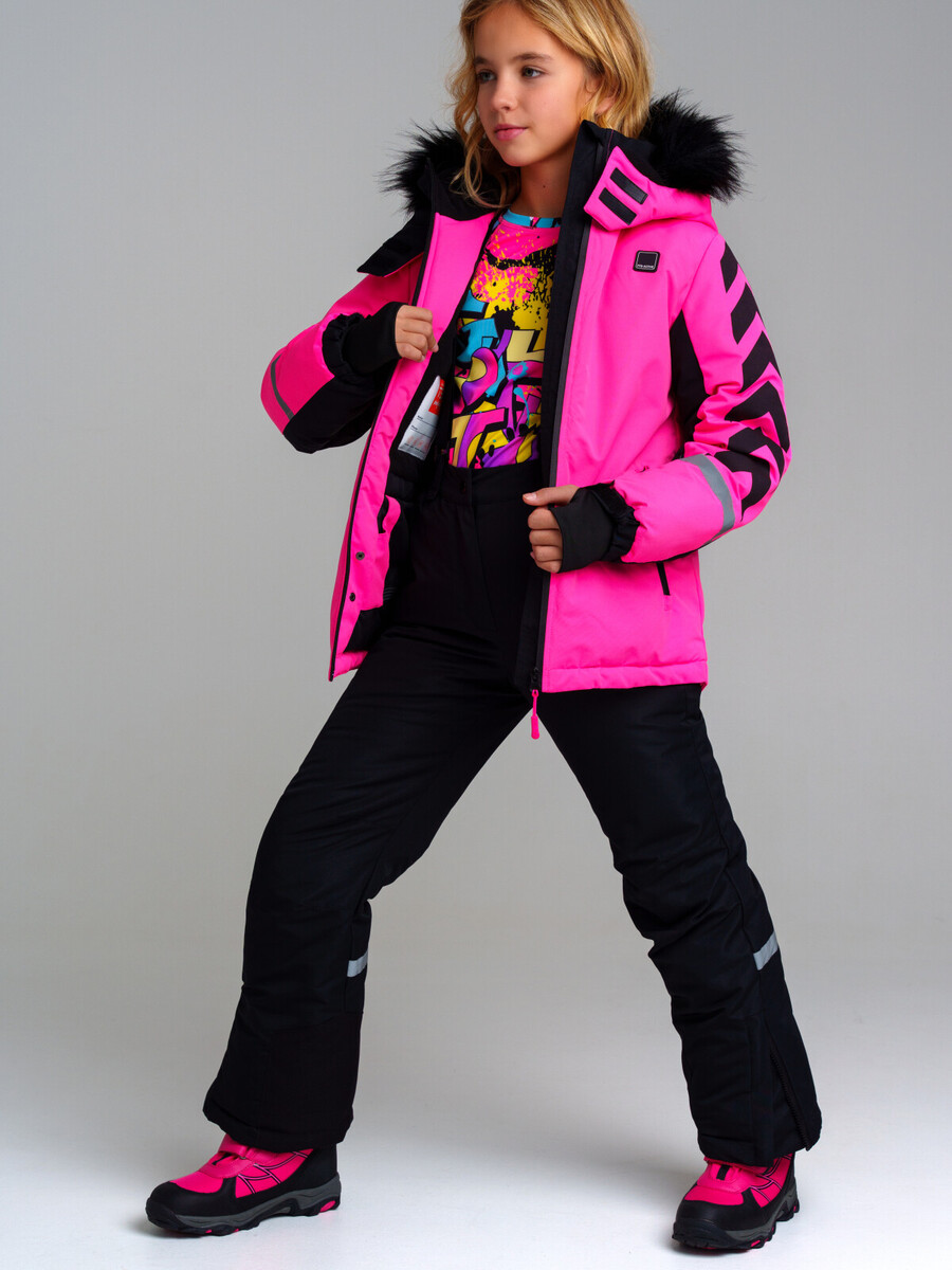 

Комплект куртка брюки, Розовый;черный