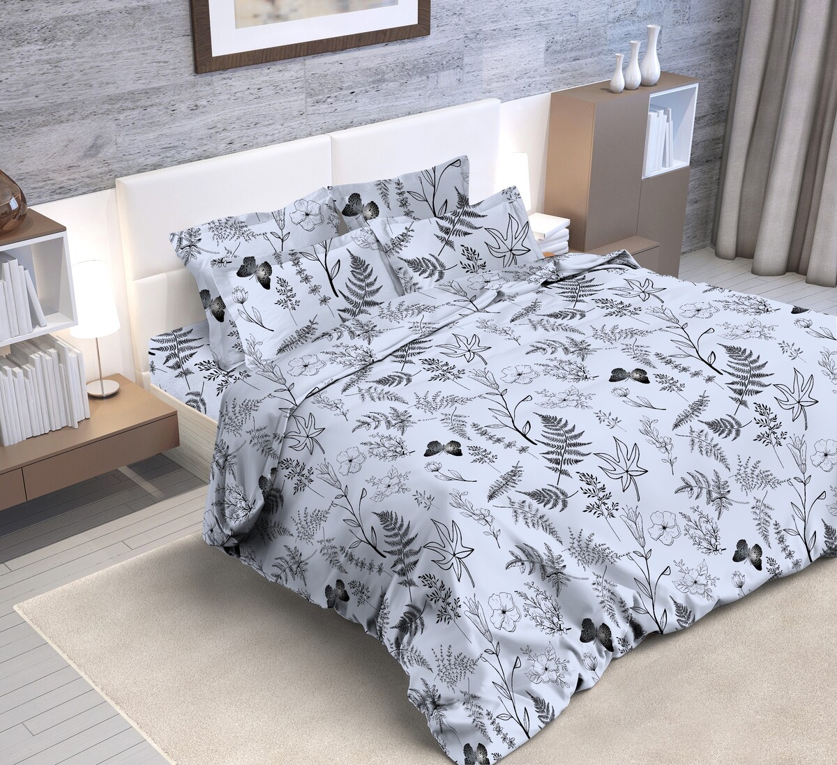 

Постельное белье 2-х сп с евро прост., Серый