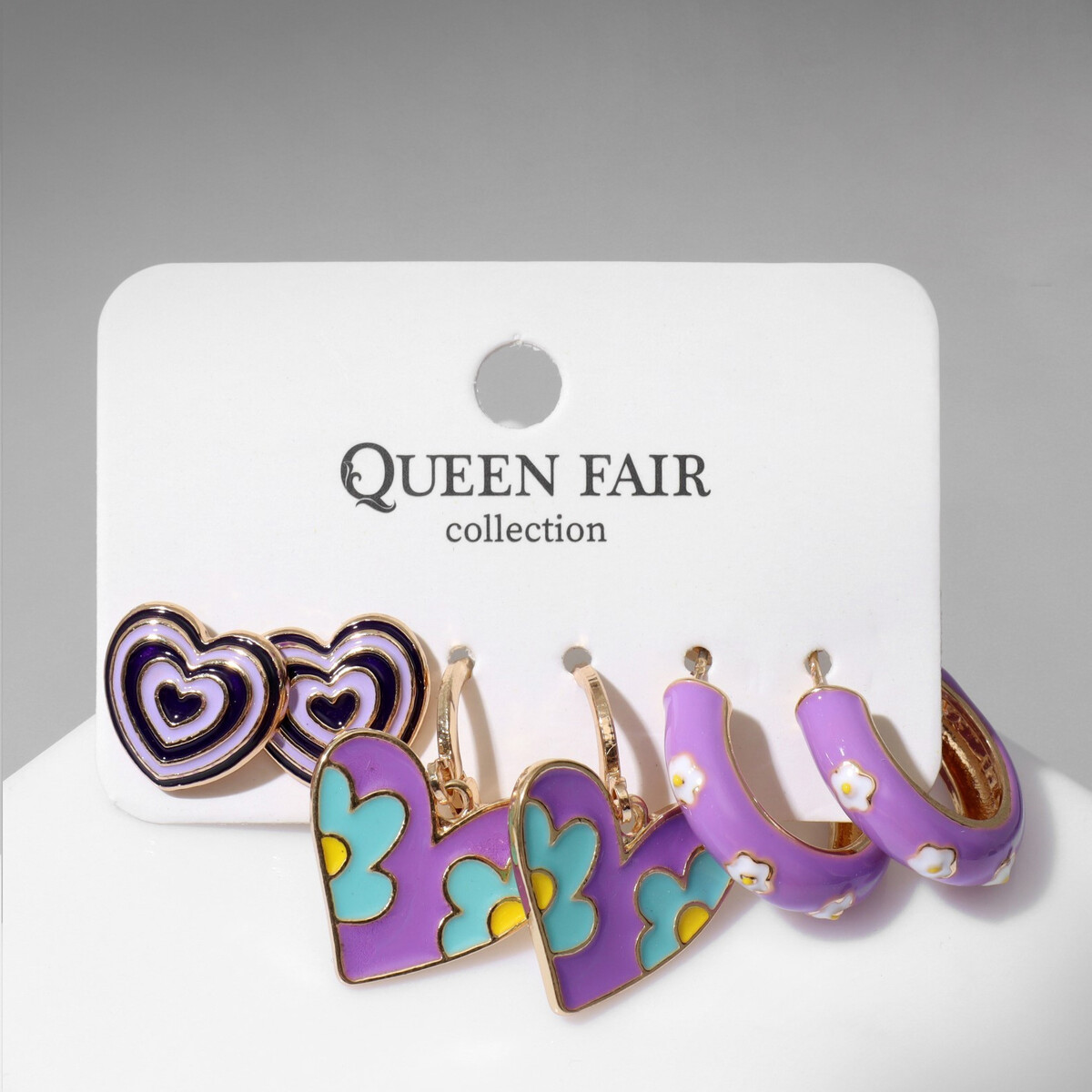 фото Набор серьги 3 пары queen fair