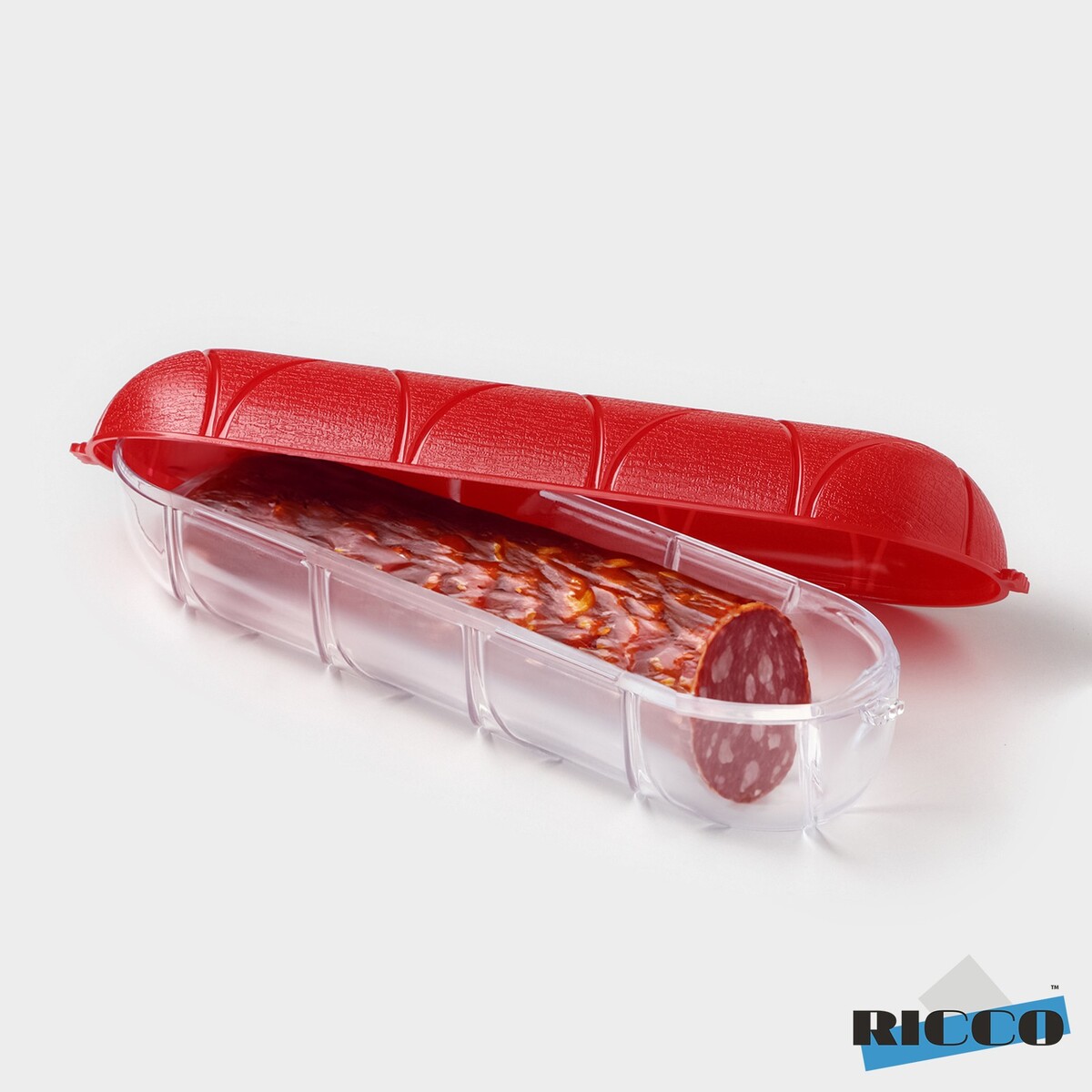Контейнер для колбасы ricco, 25,8×7×7 см, цвет красный контейнер для хранения с крышкой ricco 25 л 41×29 5×31 2 см прозрачный