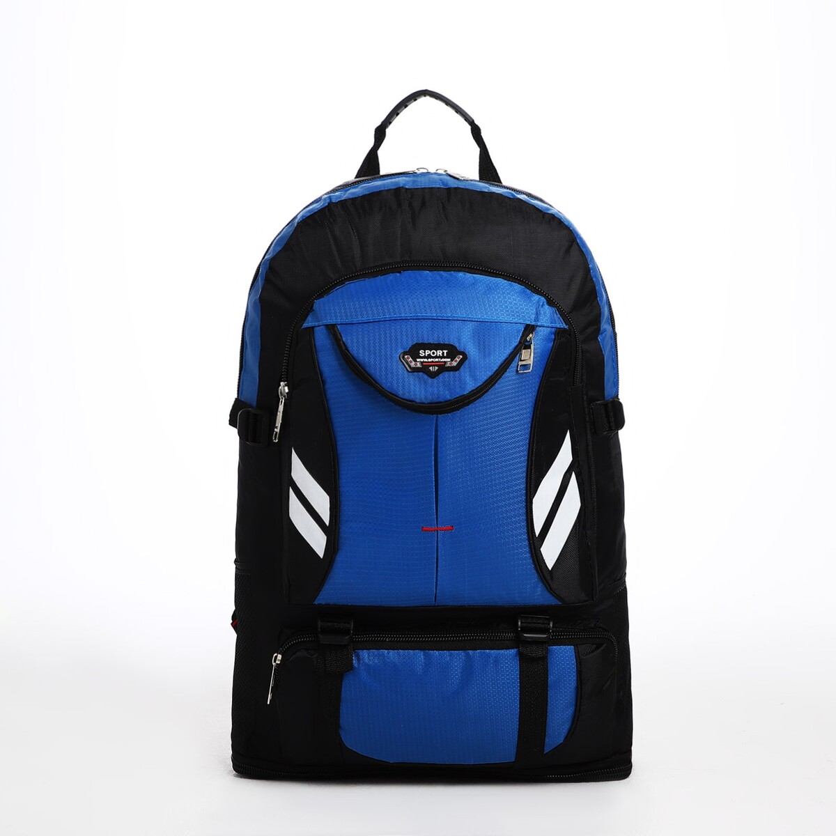 Рюкзак туристический на молнии, 4 наружных кармана, цвет синий/черный рюкзак на молнии с usb 4 наружных кармана сумка пенал синий