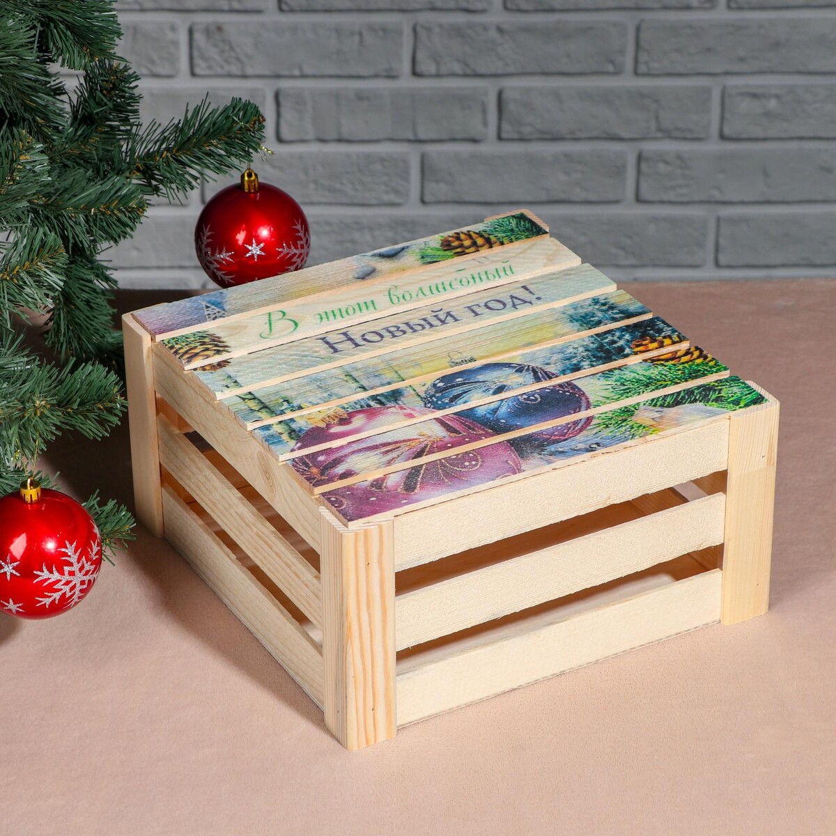 Подарочная коробка реечная акушерство деревянная подарочная коробка memory box new year 38х25х10 см
