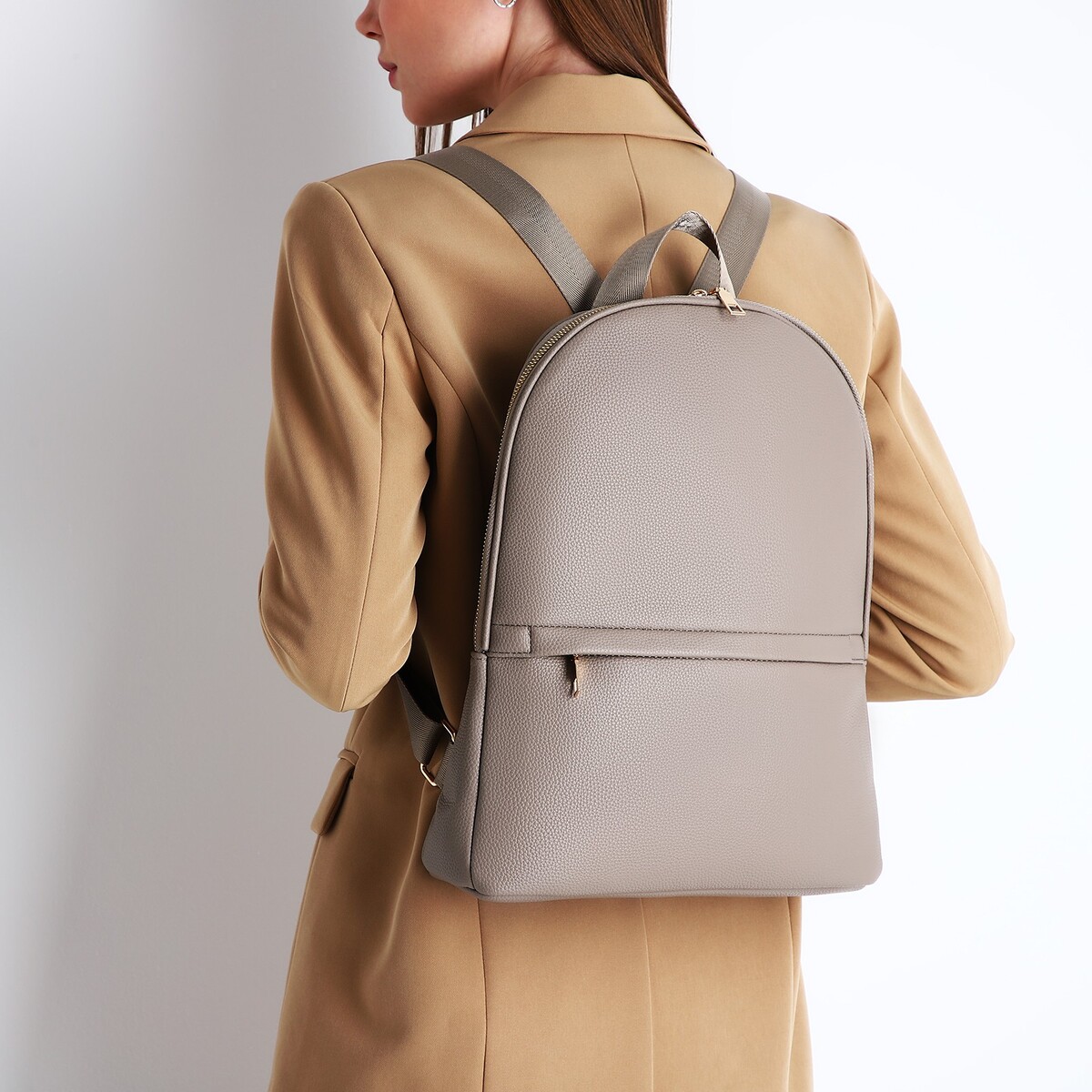 Рюкзак женский из искусственной кожи на молнии, 2 кармана, цвет бежевый рюкзак школьный из текстиля на молнии 4 кармана кошелек бежевый