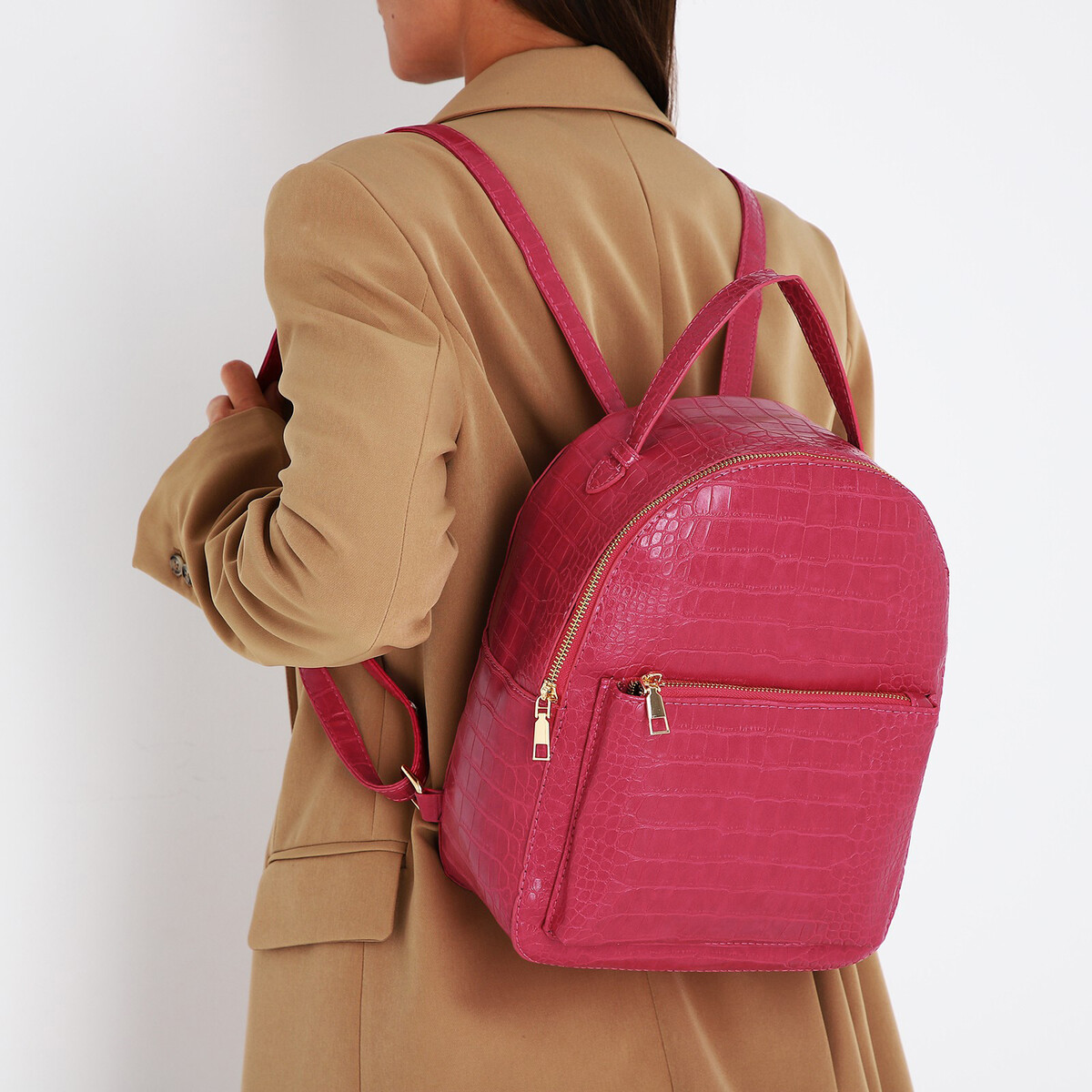 Рюкзак женский из искусственной кожи на молнии, 1 карман, цвет фуксия рюкзак на молнии наружный карман фуксия