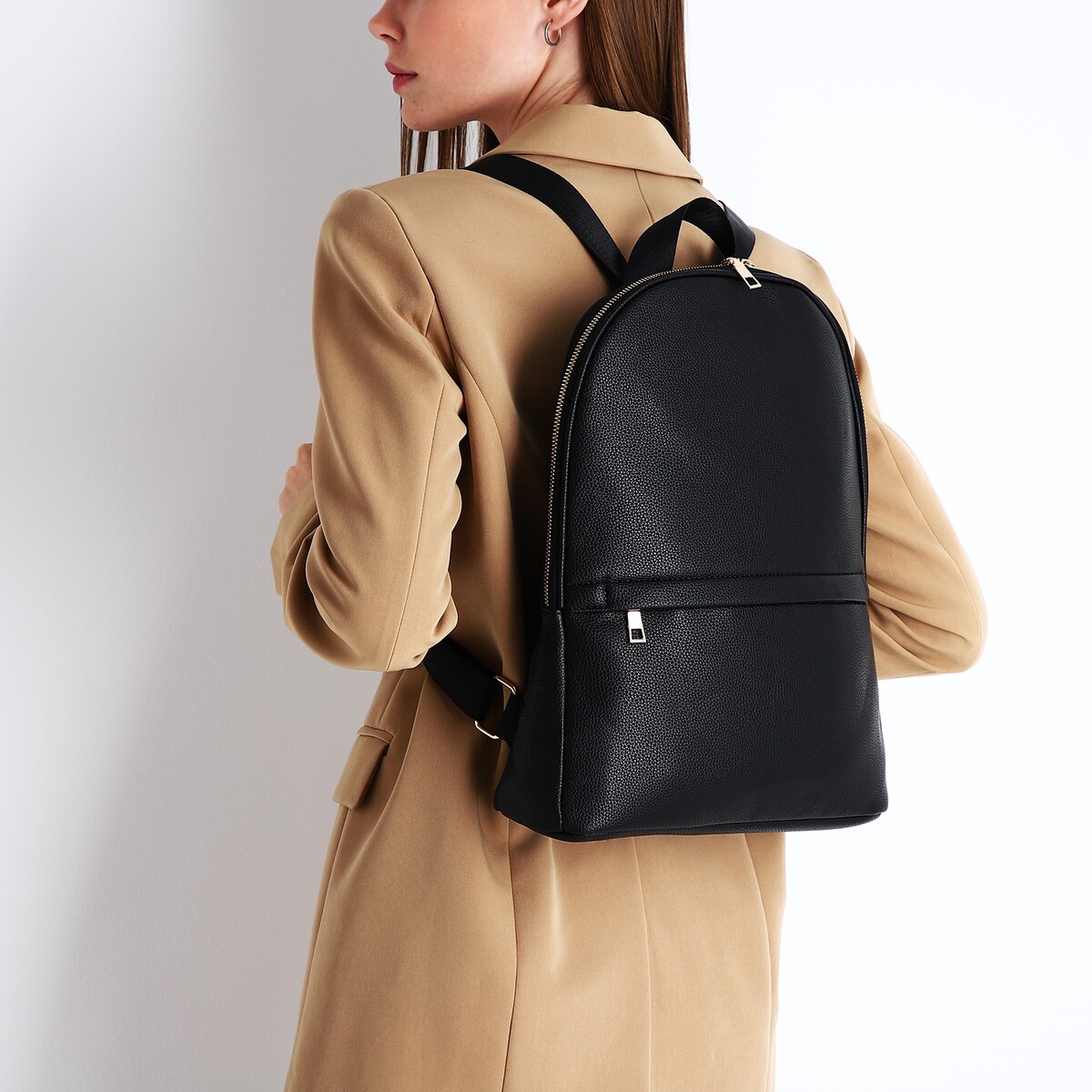 Рюкзак женский из искусственной кожи на молнии, 2 кармана, цвет черный рюкзак городской из искусственной кожи на молнии 3 кармана