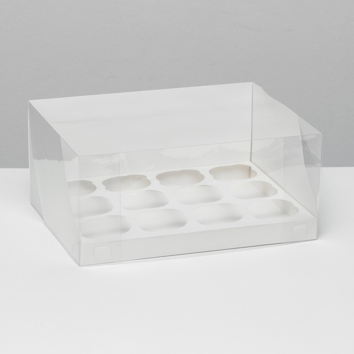 Кондитерская складная коробка для 12 капкейков белая, 31 x 24 x 14 см