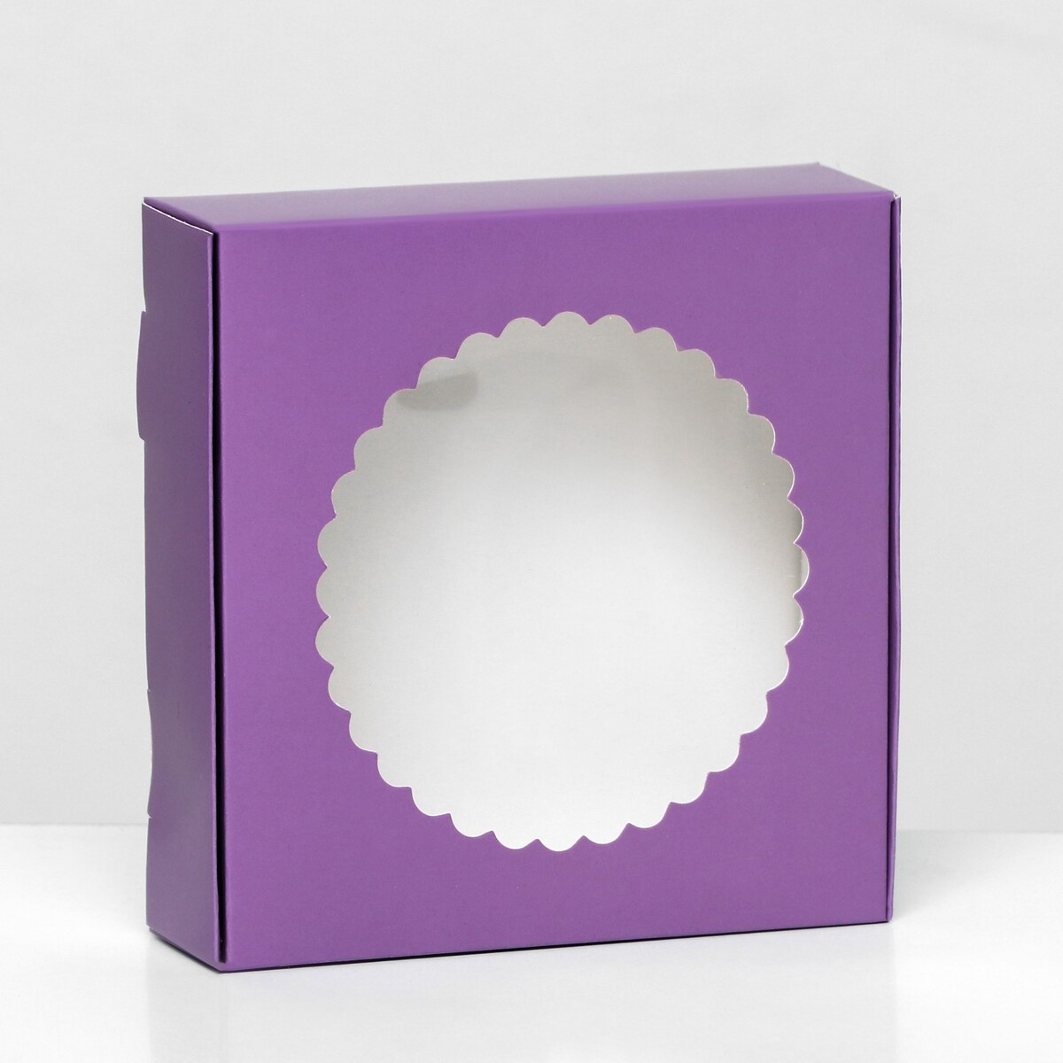 Подарочная коробка сборная с окном, 11,5 х 11,5 х 3 см , сиреневый коробка самосборная с окном сиреневый 19 х 19 х 3 см
