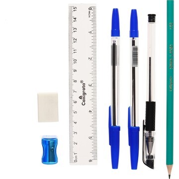 Набор канцелярский (2 синих ручки, черна