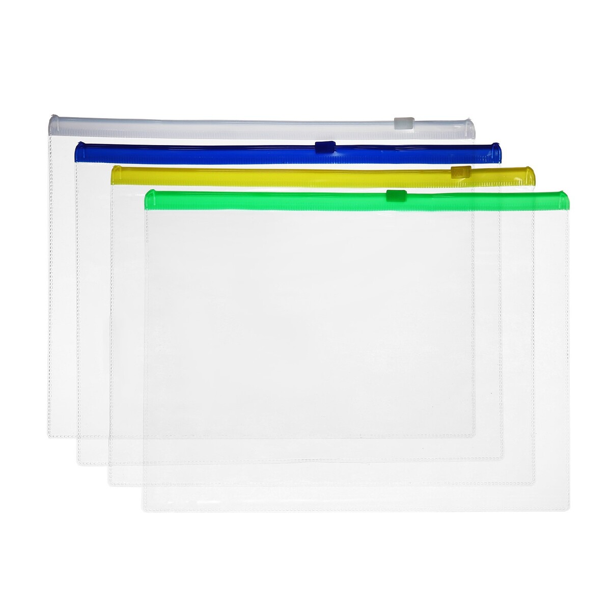 Набор папка-конверт на молнии формат а5, 120 мкр, 4 штуки, 4 цвета, прозрачная, молния 24 х 17см салатник luminarc лотусия блэк p7065 17см