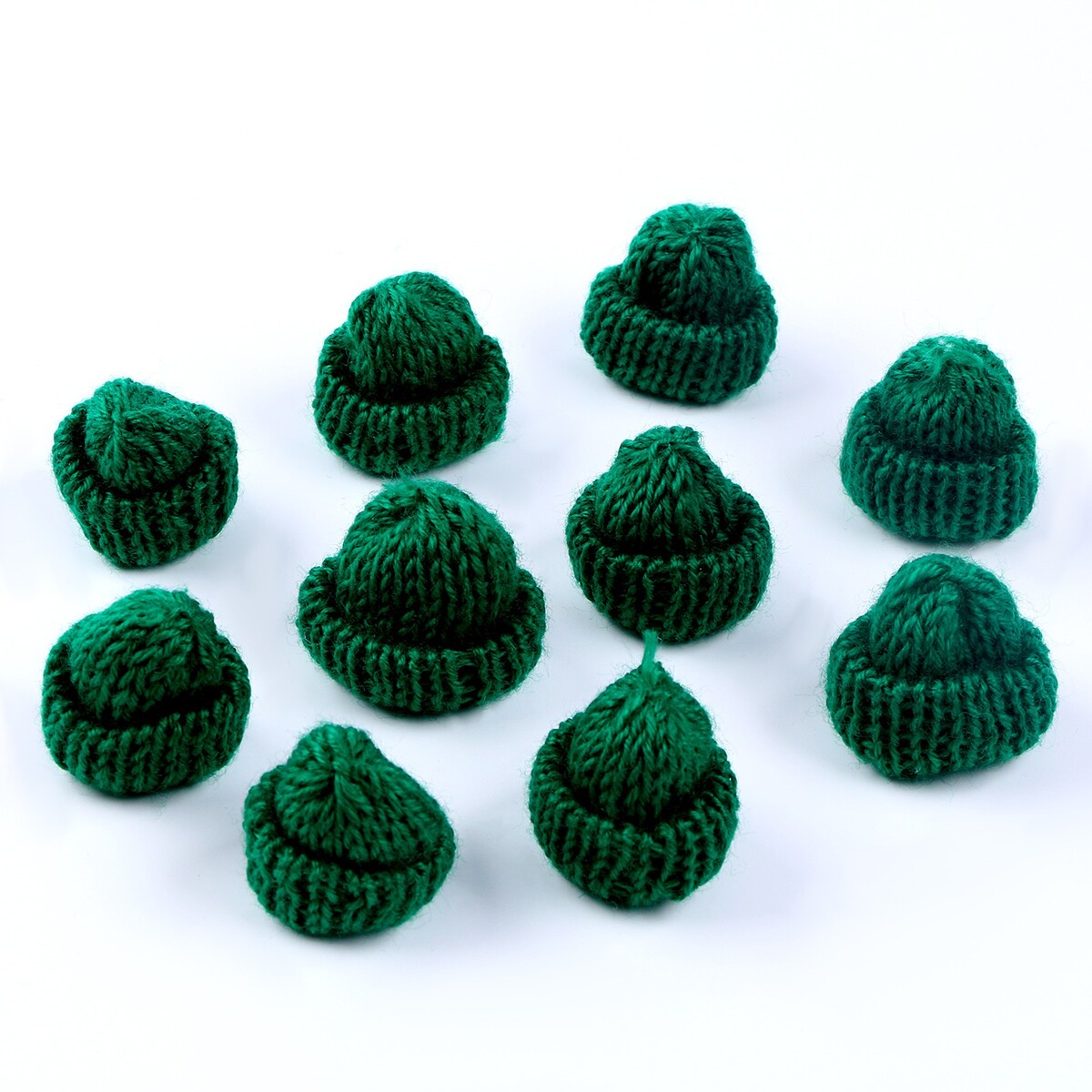 Шапка для игрушек вязаная, набор 10 шт., цвет зеленый вязаная шапка