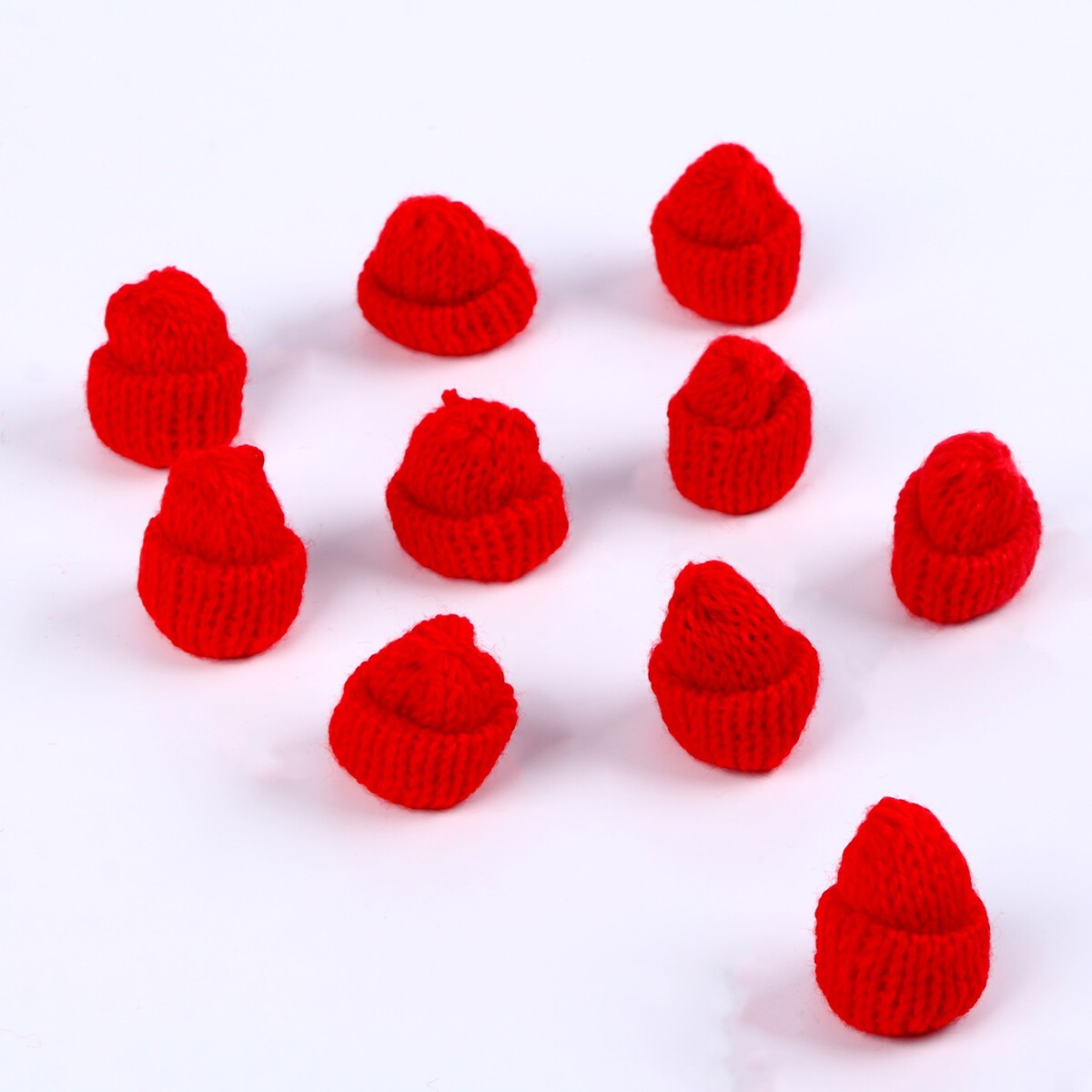 Шапка для игрушек вязаная, набор 10 шт., цвет красный вязаная шапка