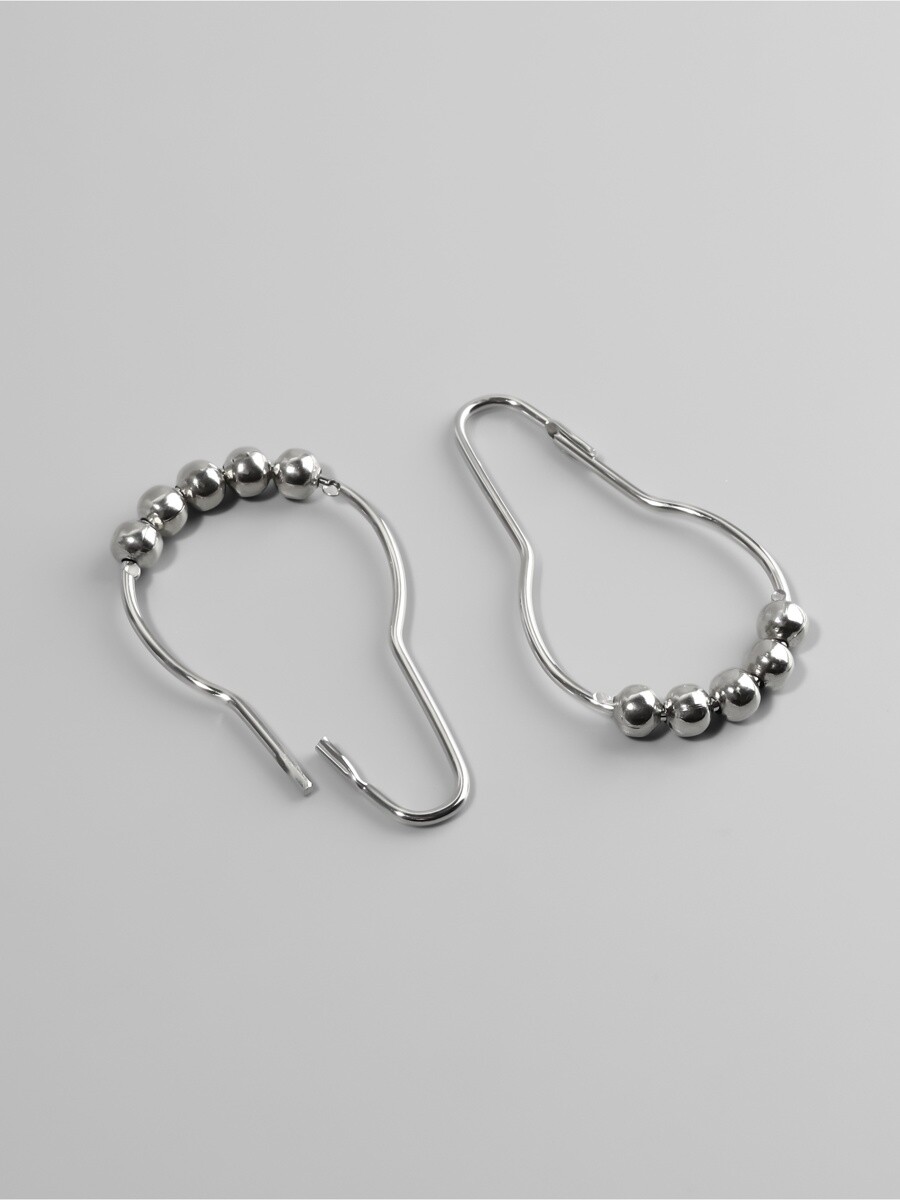 

Крючок для штор с шариками, 7.5×4 см, 10 шт., цвет серебряный, Серебристый