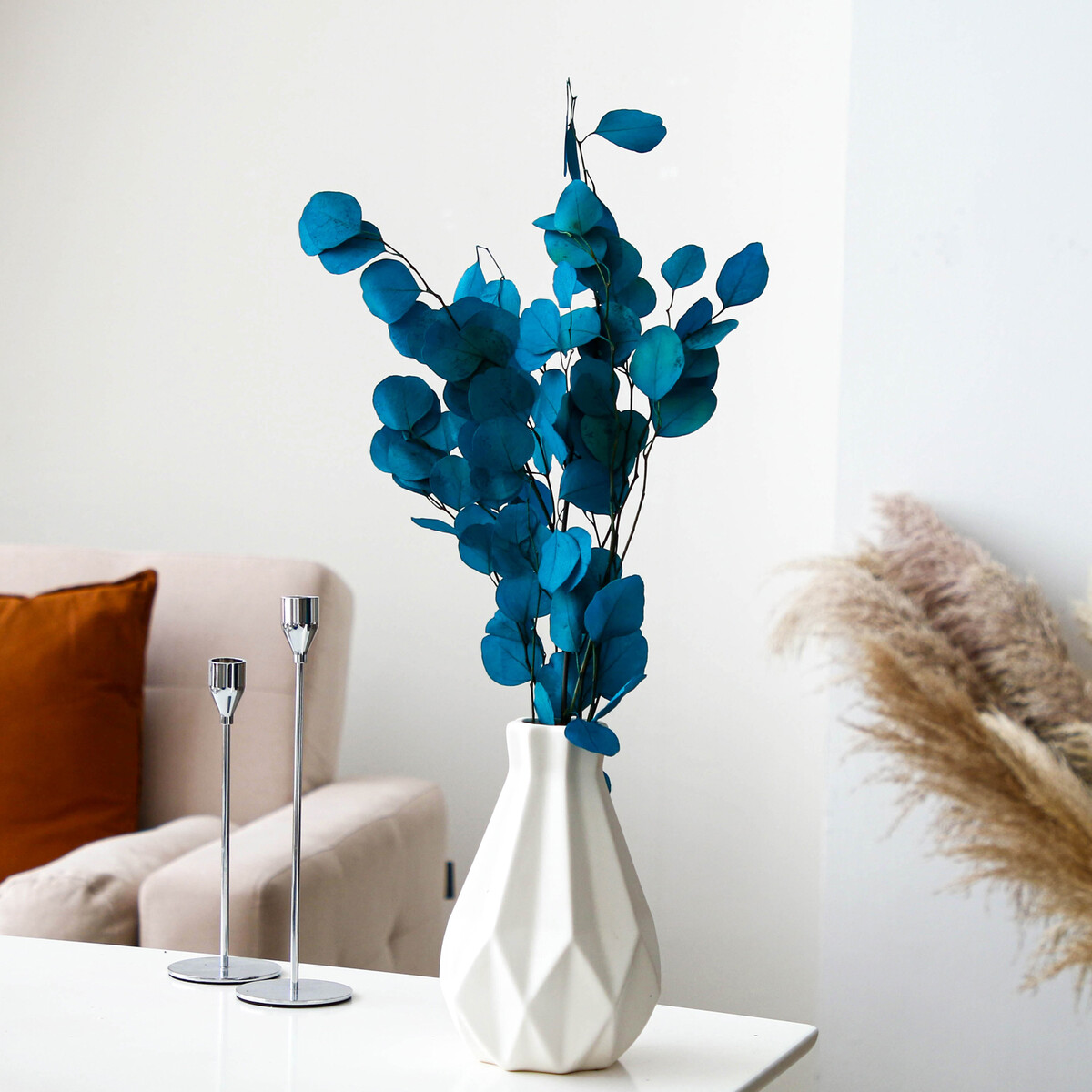Сухоцвет персикого дерева , 50 гр, длина 70 см, цвет голубой No brand