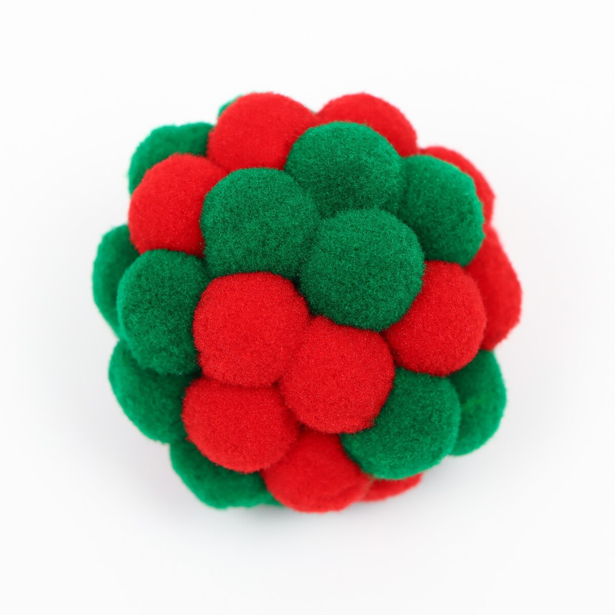 фото Мяч плюшевый для кошек, 5 см, красный/зеленый пижон