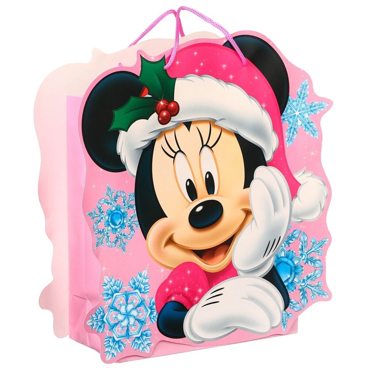 

Пакет подарочный новогодний подарочный, 23×27×11.5 см, упаковка, минни маус, Розовый