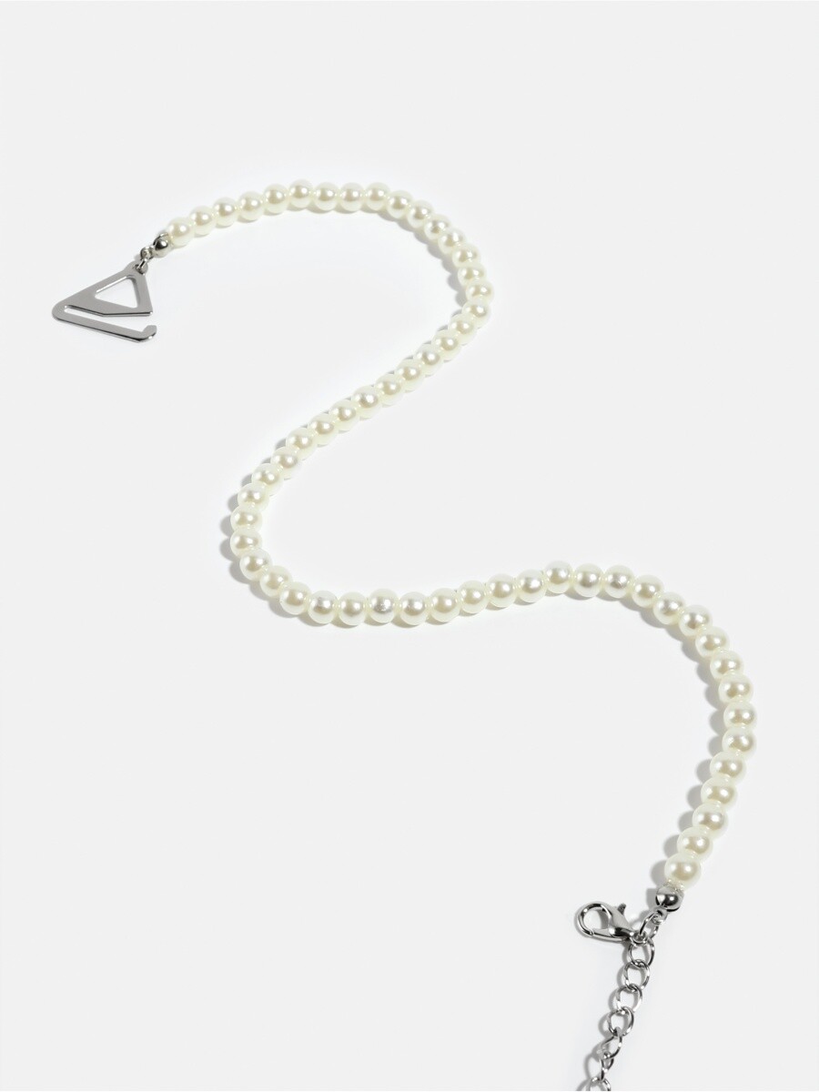 

Лямки для бюстгальтера, декоративные с жемчугом, фурнитура металл, 5 мм, 45 см, пара, белые, Серебристый;белый