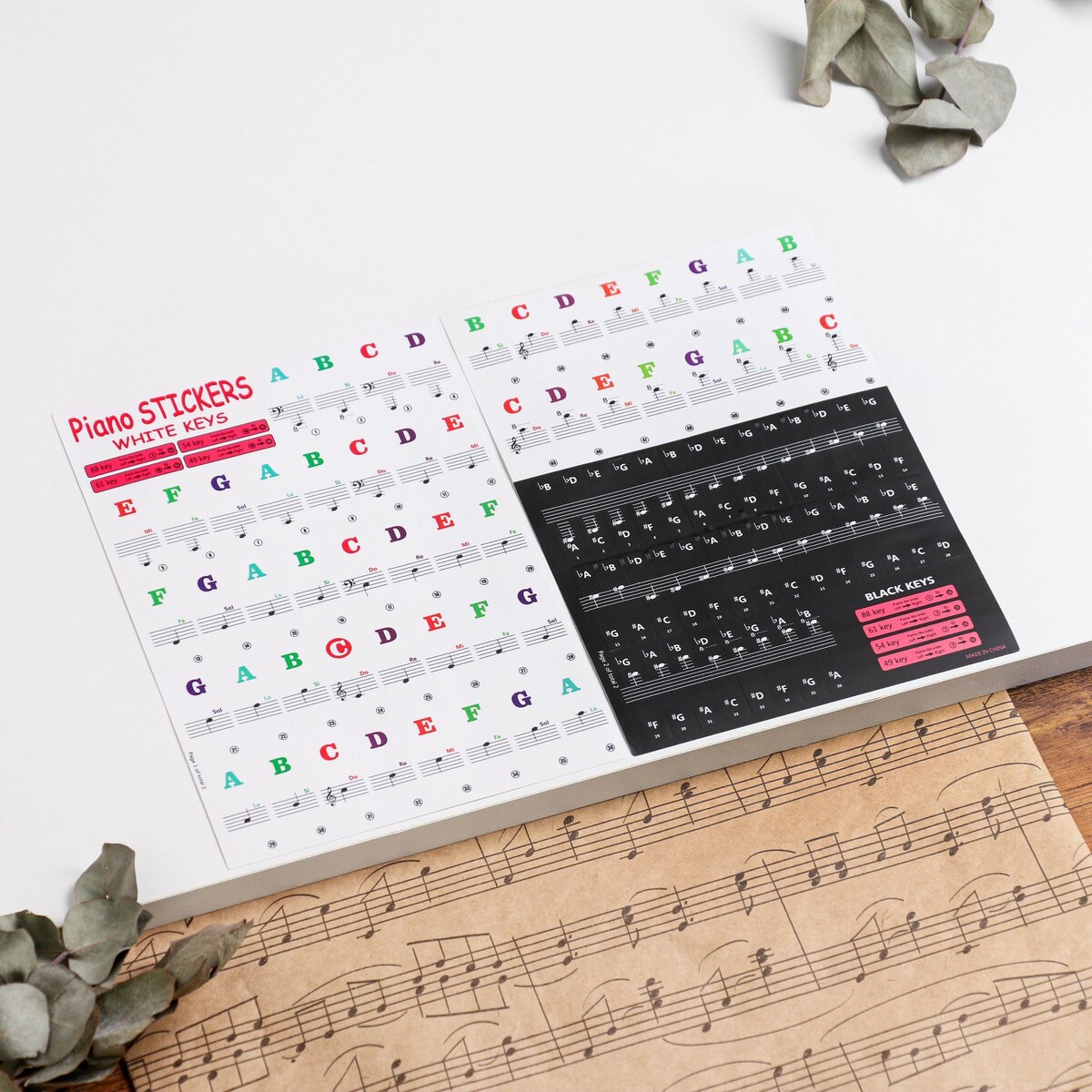Цветные наклейки на клавиши пианино, один комплект, 3 листа наклейки на клавиши пианино 2 4 х 1 4 см 88 клавиш
