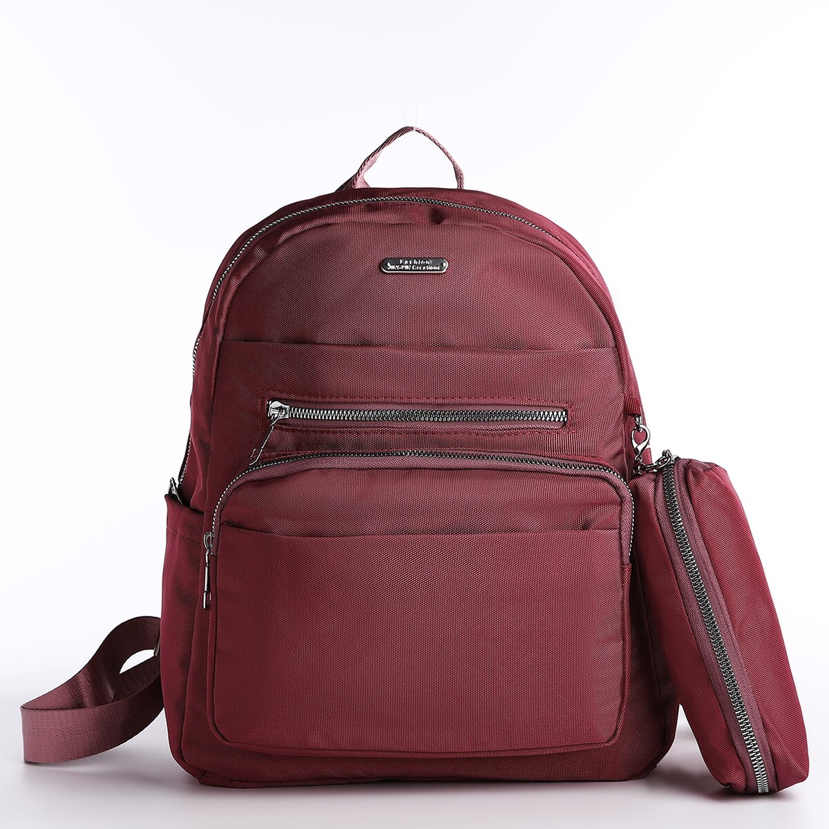 Рюкзак на молнии, 5 наружных карманов, пенал, цвет бордовый pixel bag рюкзак с led дисплеем pixel plus red line бордовый
