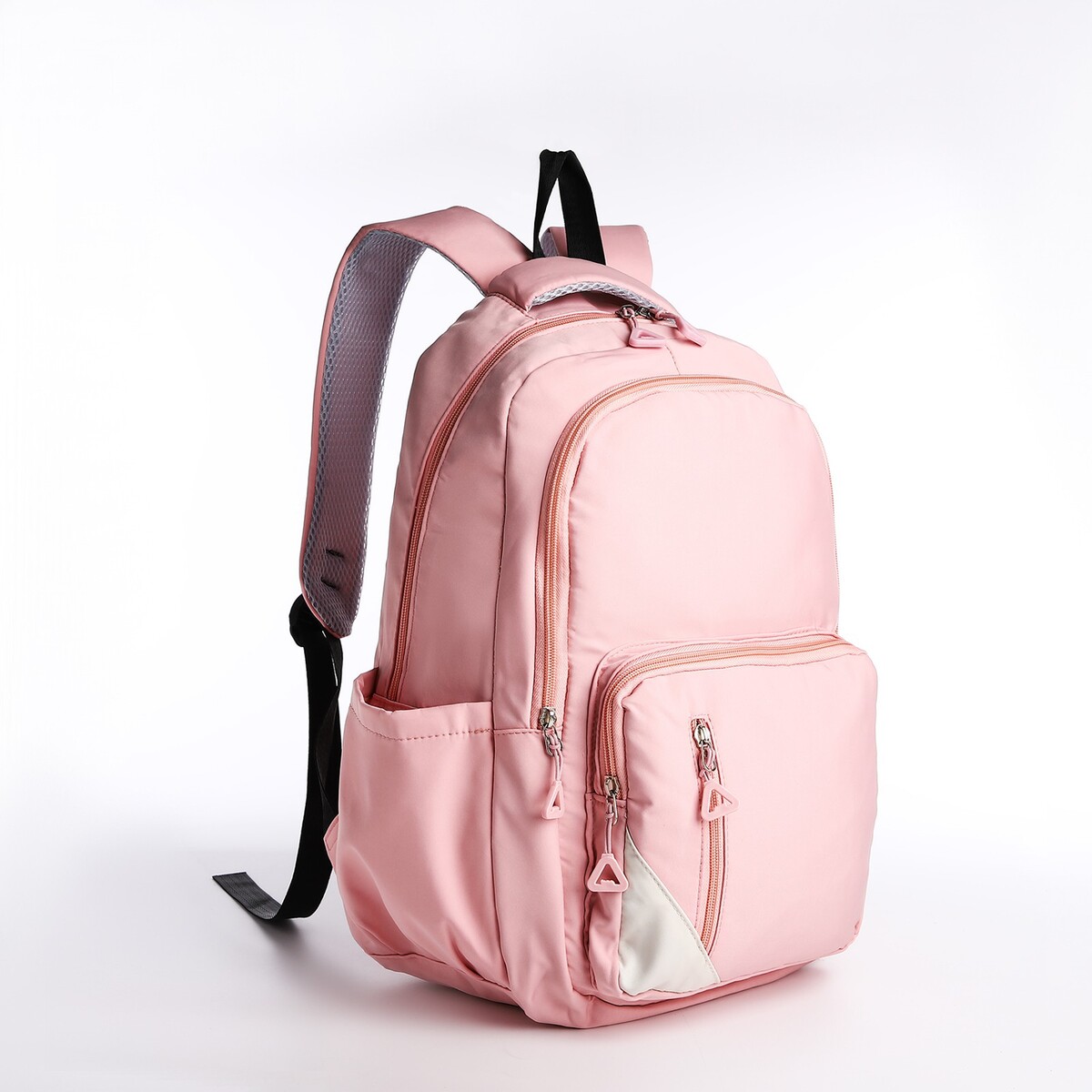 Рюкзак молодежный из текстиля, 2 отдела, 3 кармана, цвет розовый