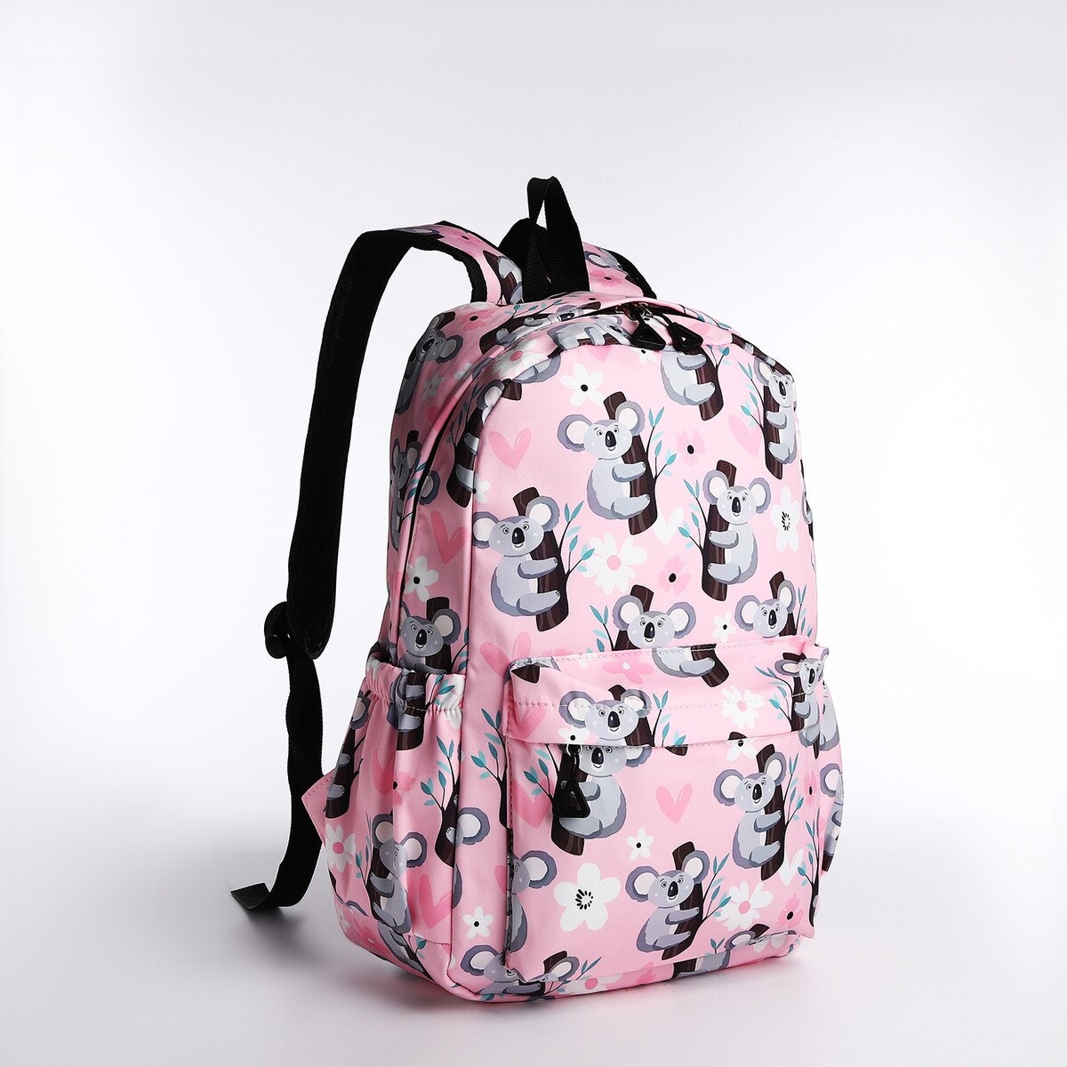 Рюкзак школьный из текстиля, 3 карманов, цвет розовый No brand