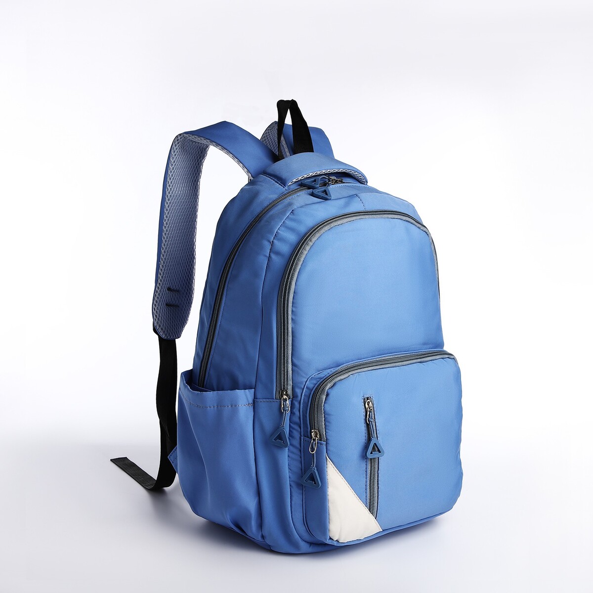 Рюкзак молодежный из текстиля, 2 отдела, 3 кармана, цвет голубой