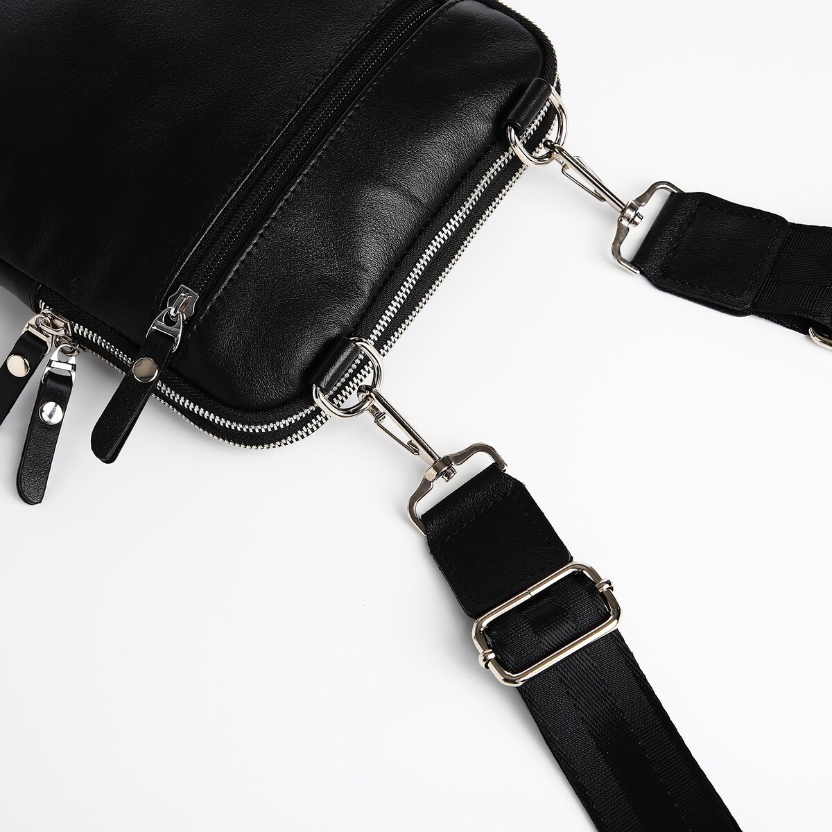 фото Сумка мужская textura через плечо, натуральная кожа, цвет черный