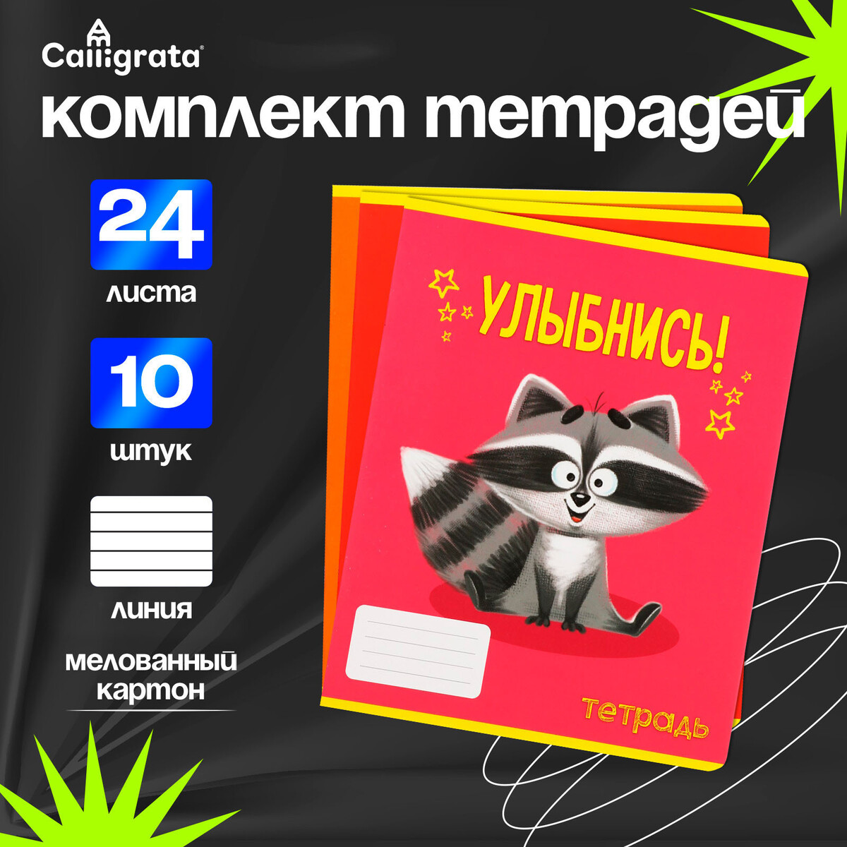 

Комплект тетрадей из 10 штук, 24 листа в линию calligrata