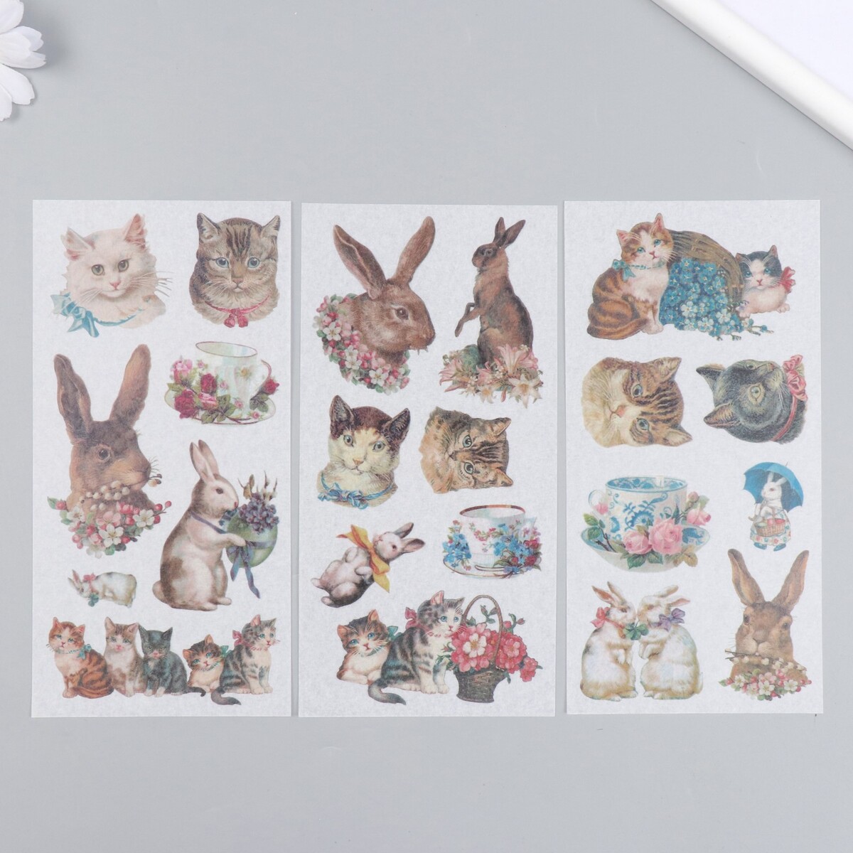 Наклейки для творчества бумага merimeri наклейки кролики с блестками