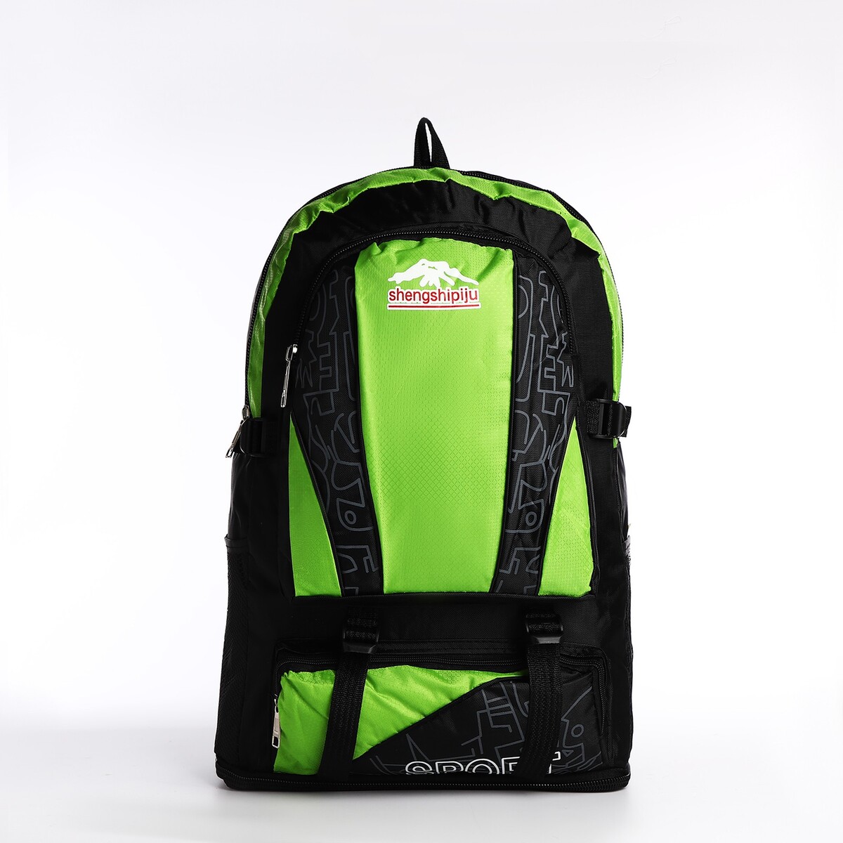 Рюкзак на молнии с увеличением, 55л, 5 наружных карманов, цвет зеленый рюкзак на молнии с увеличением 55л 5 наружных карманов