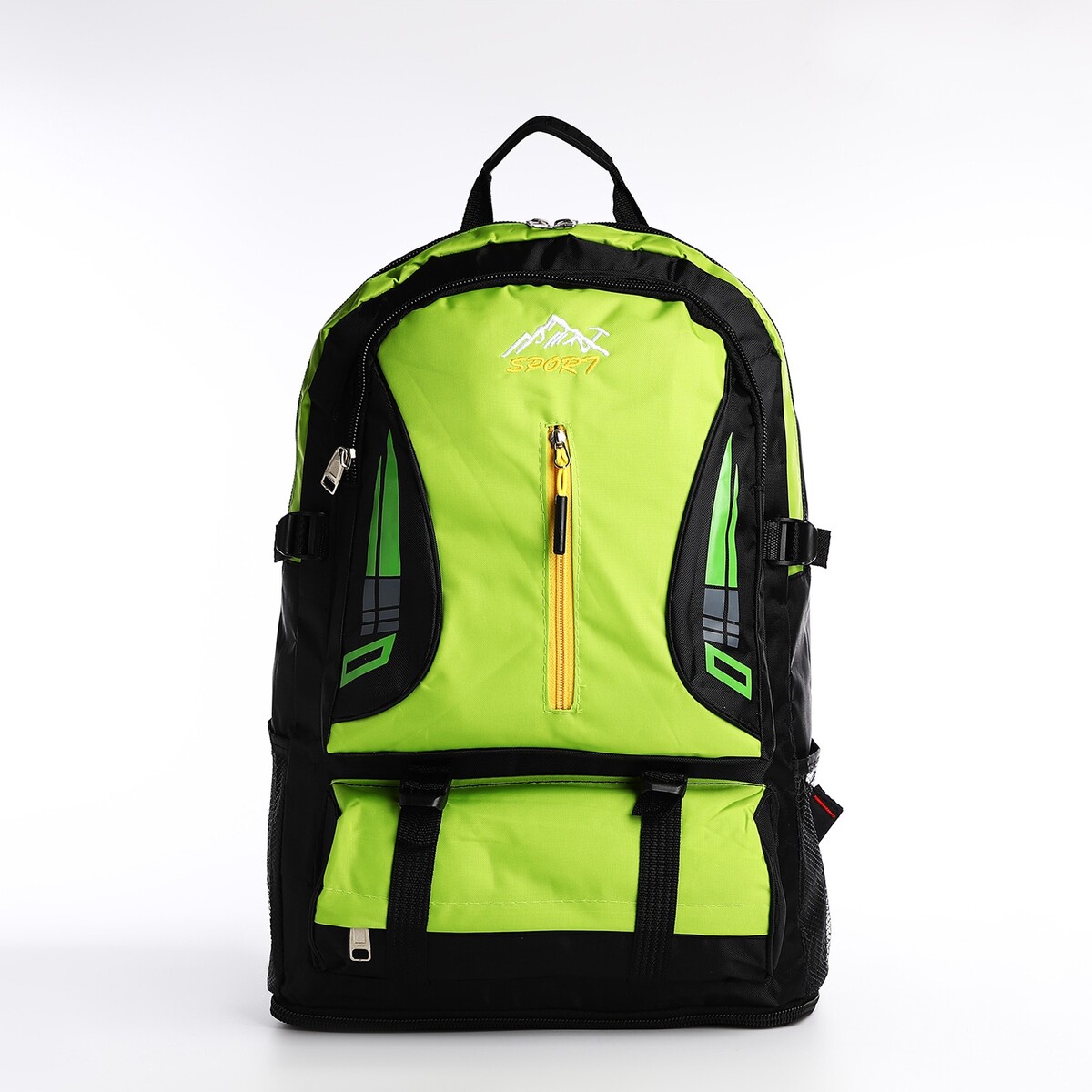 Рюкзак на молнии с увеличением, 65л, 4 наружных кармана, цвет зеленый рюкзак сумка на молнии 4 наружных кармана отделение для обуви зеленый