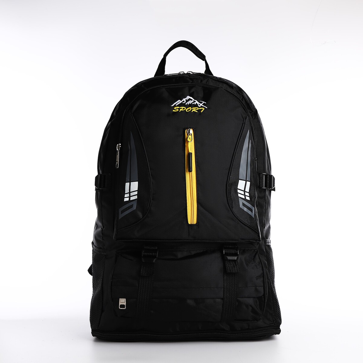 Рюкзак на молнии с увеличением, 65л, 4 наружных кармана, цвет черный No brand