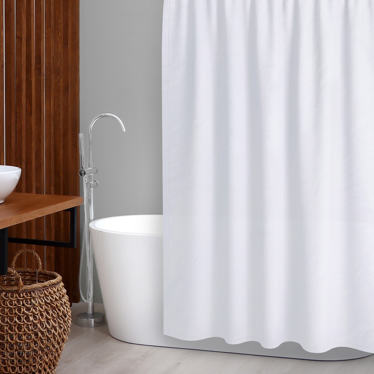 Штора для ванной комнаты, 180×180 см, 12 колец, peva , цвет белый