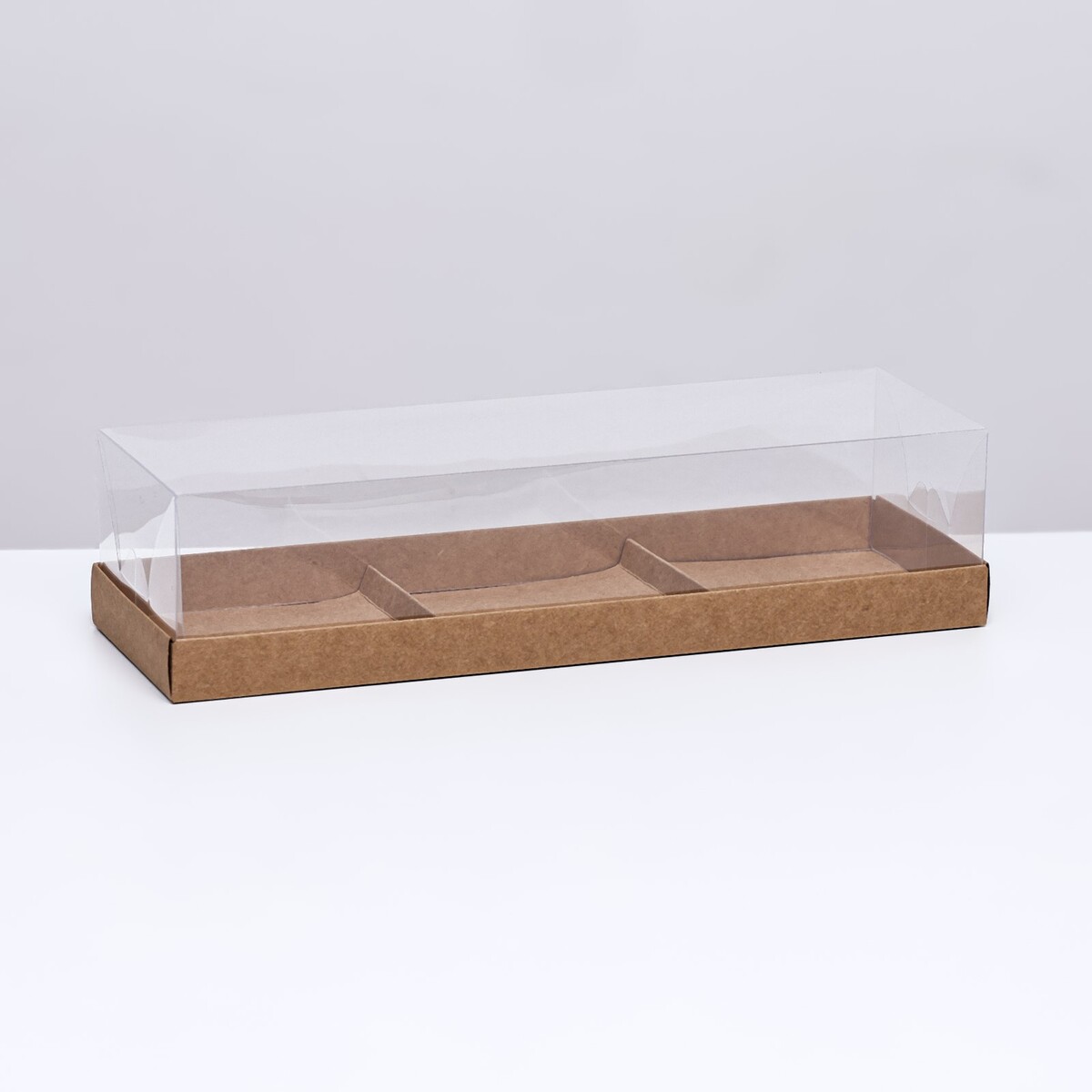 Коробка для муссовых пирожных 3 штуки, 26x8,5x6 крафт коробка для десерта крафт 10 х 10 х 6 5 см