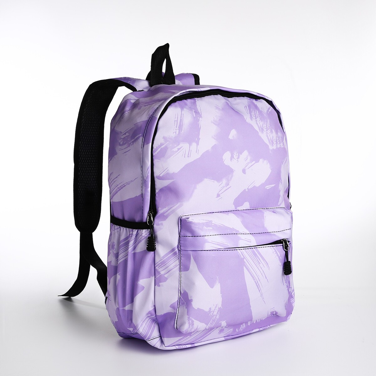 Рюкзак молодежный из текстиля на молнии, 3 кармана, цвет сиреневый