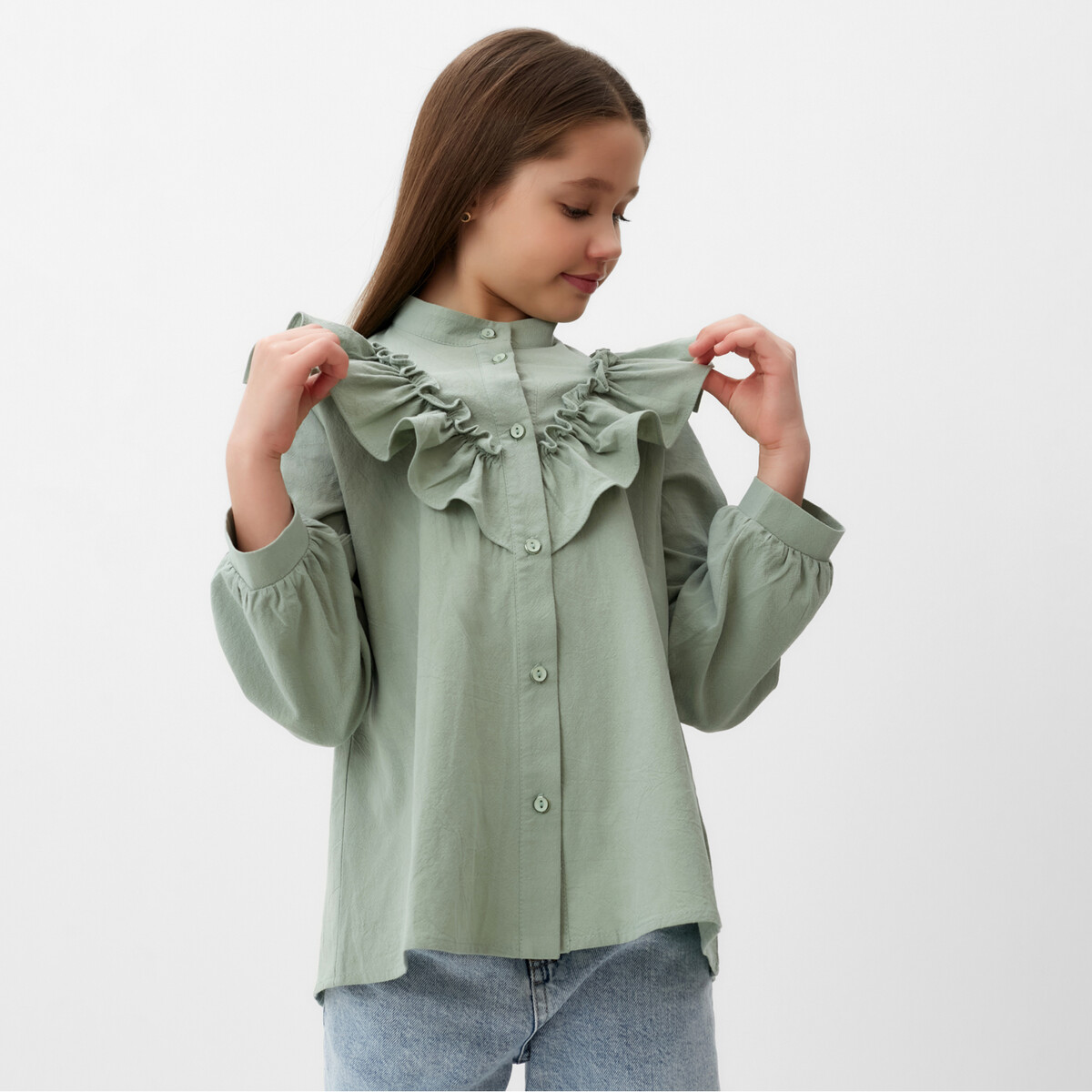 Блузка MINAKU, размер рост 128 см, цвет зеленый 06237258 - фото 3