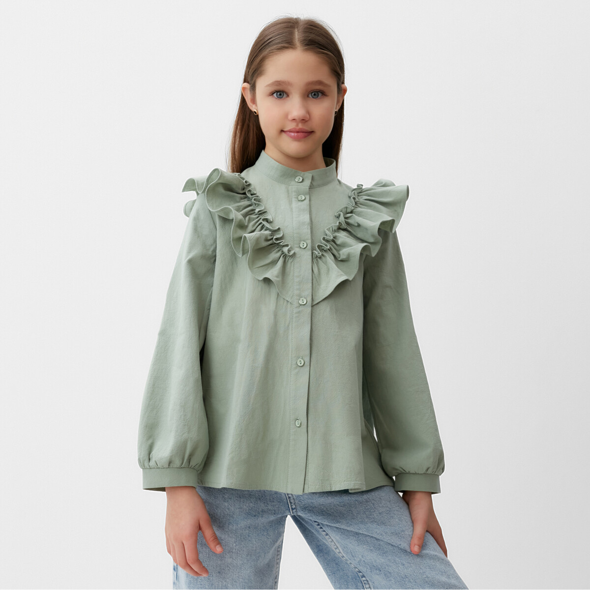 Блузка MINAKU, размер рост 128 см, цвет зеленый 06237258 - фото 1