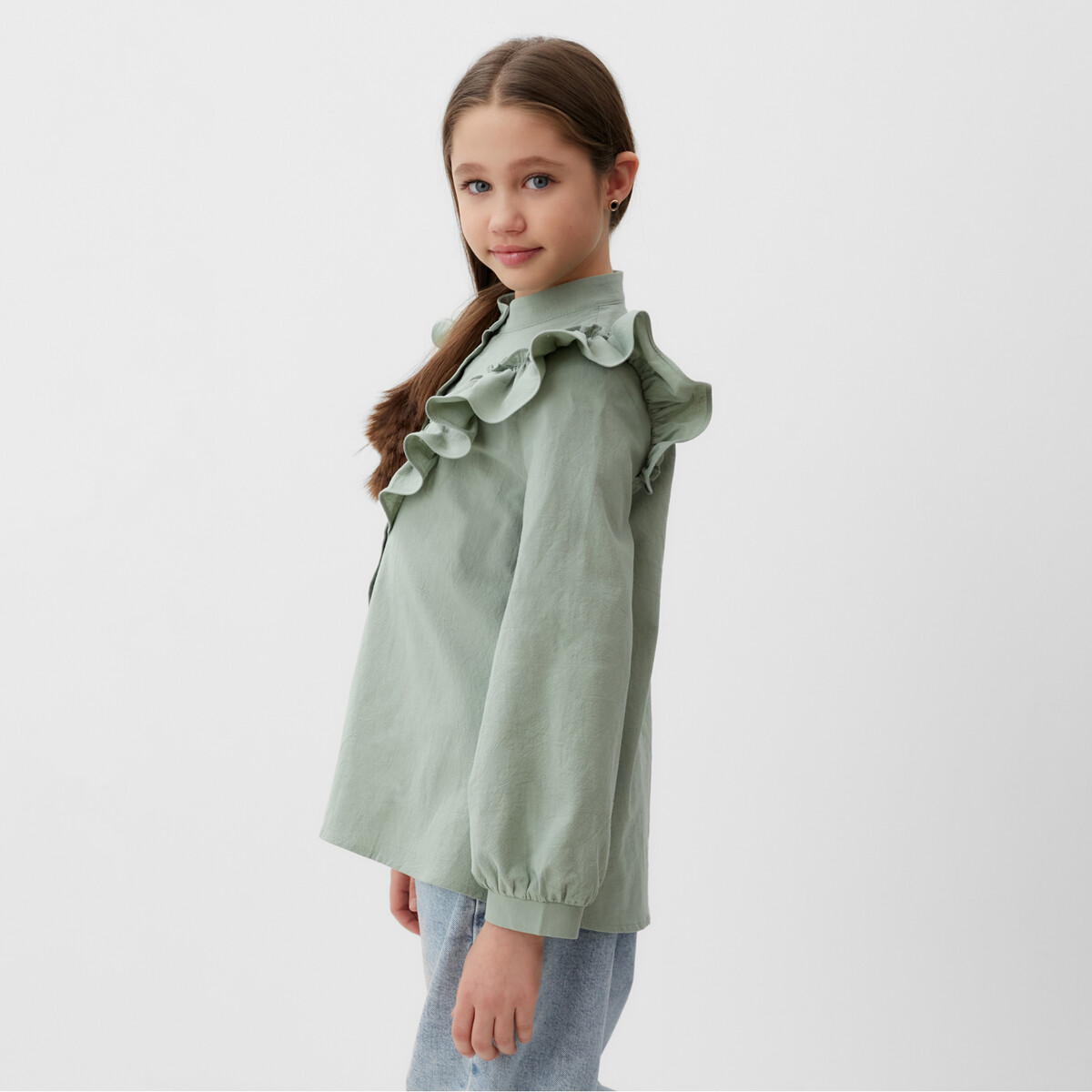 Блузка MINAKU, размер рост 128 см, цвет зеленый 06237258 - фото 4