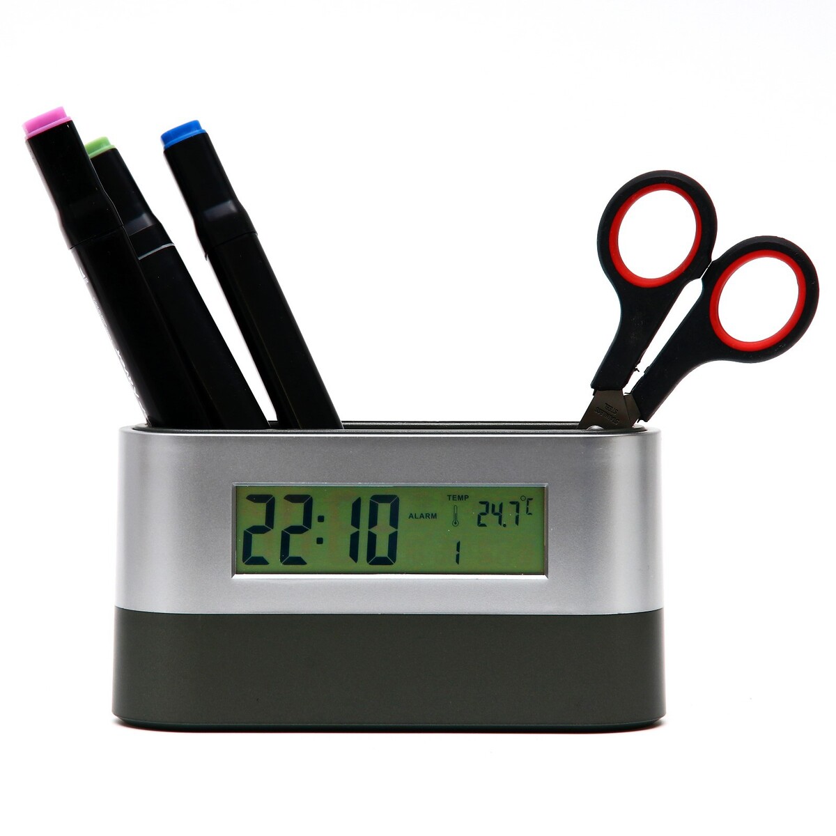 Часы - органайзер настольные: будильник, термометр, календарь, 15.1 х 4.7 см, 2ааа No brand