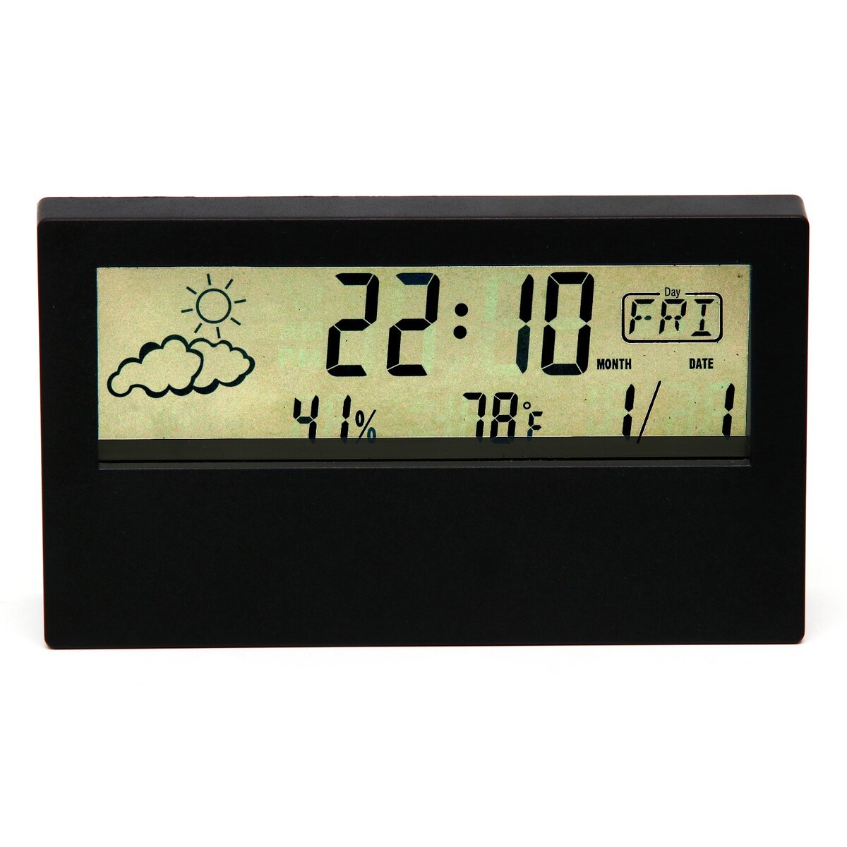 Часы - будильник электронные настольные: термометр, календарь, гигрометр, 13.3 х 7.4 см песочные часы с термометром гигрометром 29х14х8 3 см v t080 2