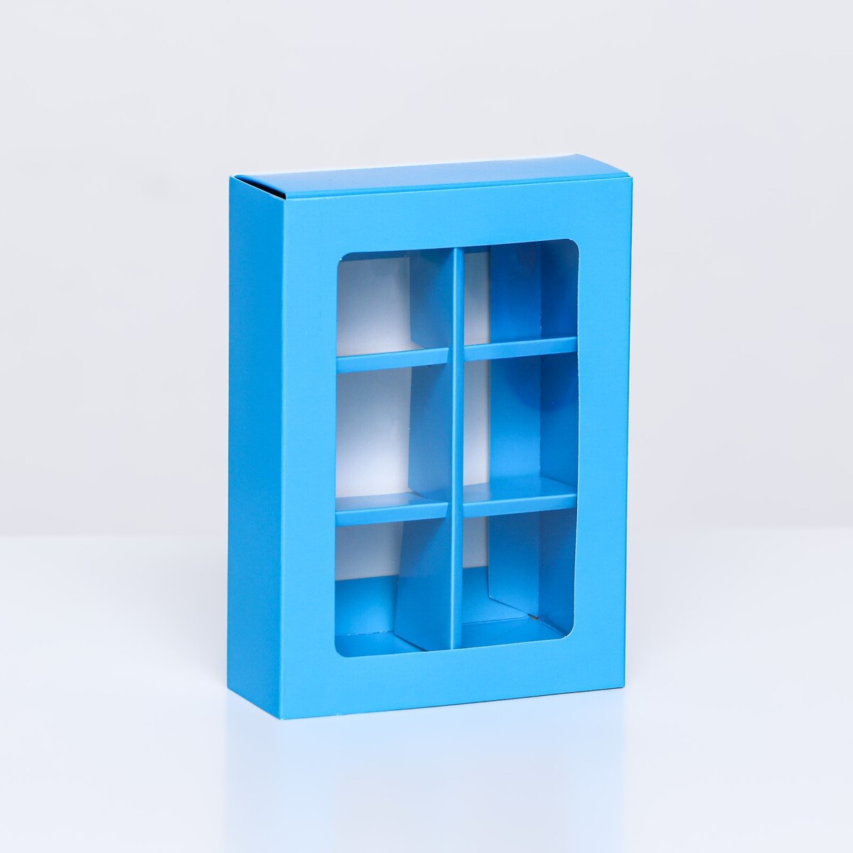 Коробка для конфет 6 шт, голубой, 13,7 х 9,85 х 3,86 см коробка на 4 капкейка голубой 18 5 × 18 × 10 см