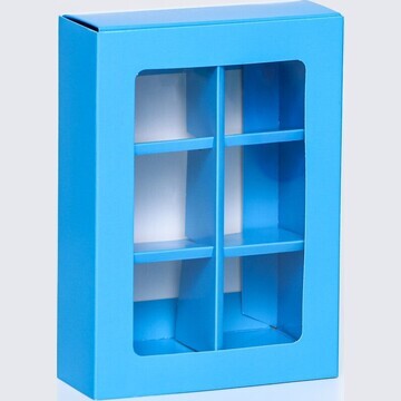 Коробка для конфет 6 шт, голубой, 13,7 х